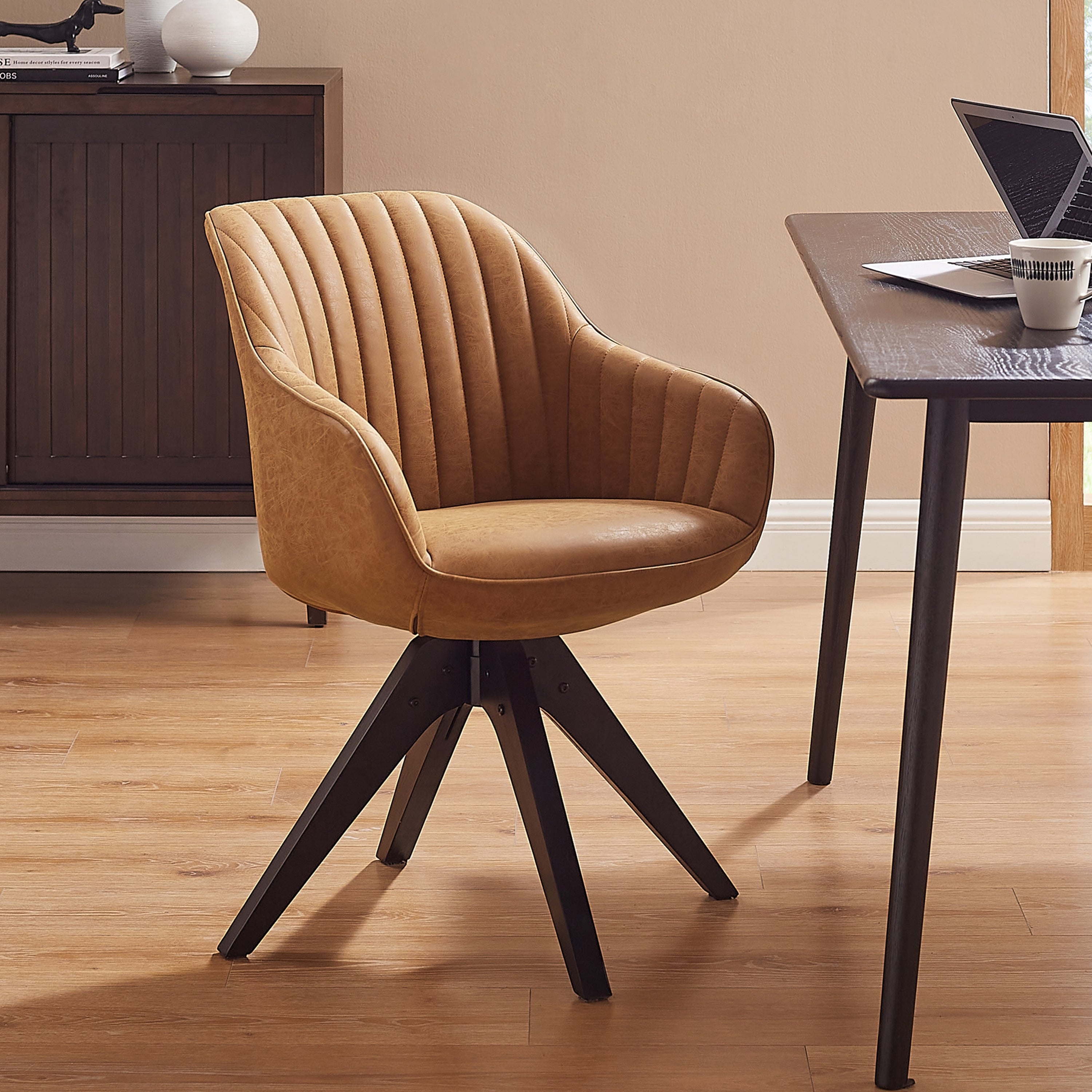 Fauteuil d'appoint pivotant Art Leon moderne avec pieds en bois