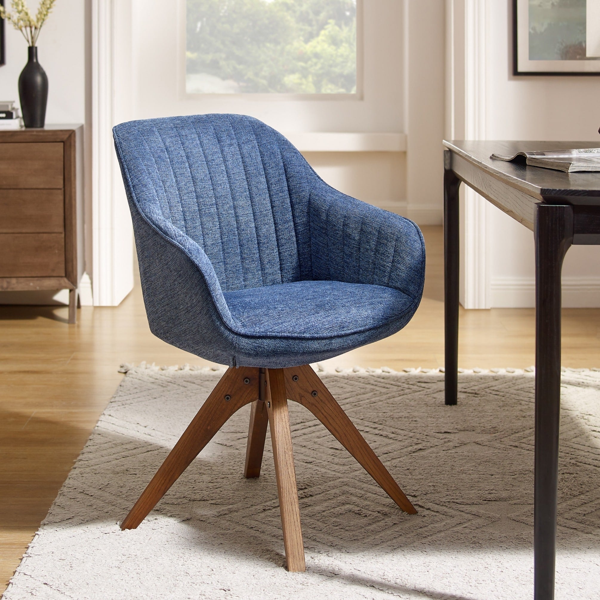 Fauteuil d'appoint pivotant Art Leon moderne avec pieds en bois