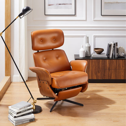 Fauteuil inclinable électrique pivotant en cuir pleine fleur Art Leon