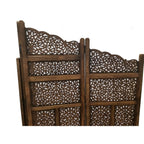 Paravent/séparateur de pièce pliable en bois sculpté à la main Benzara, 4 panneaux, marron
