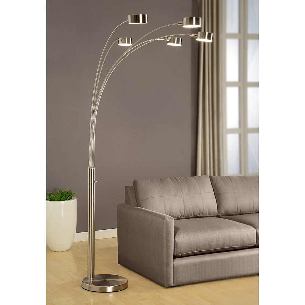 Lampadaire arqué 5 lumières Charlie de Strick &amp; Bolton en acier brossé