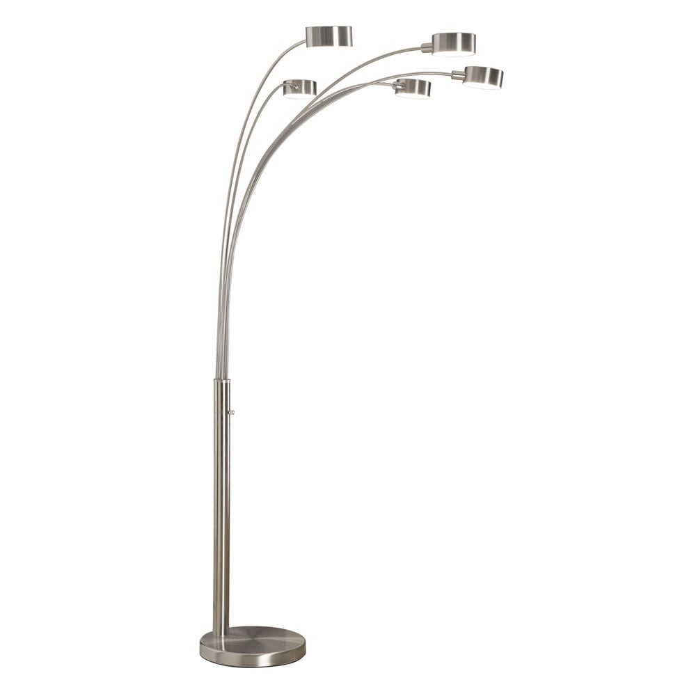 Lampadaire arqué 5 lumières Charlie de Strick &amp; Bolton en acier brossé