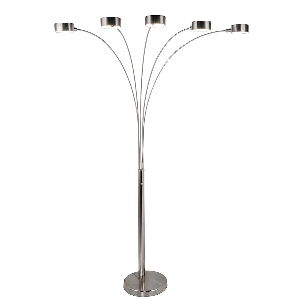 Lampadaire arqué 5 lumières Charlie de Strick &amp; Bolton en acier brossé
