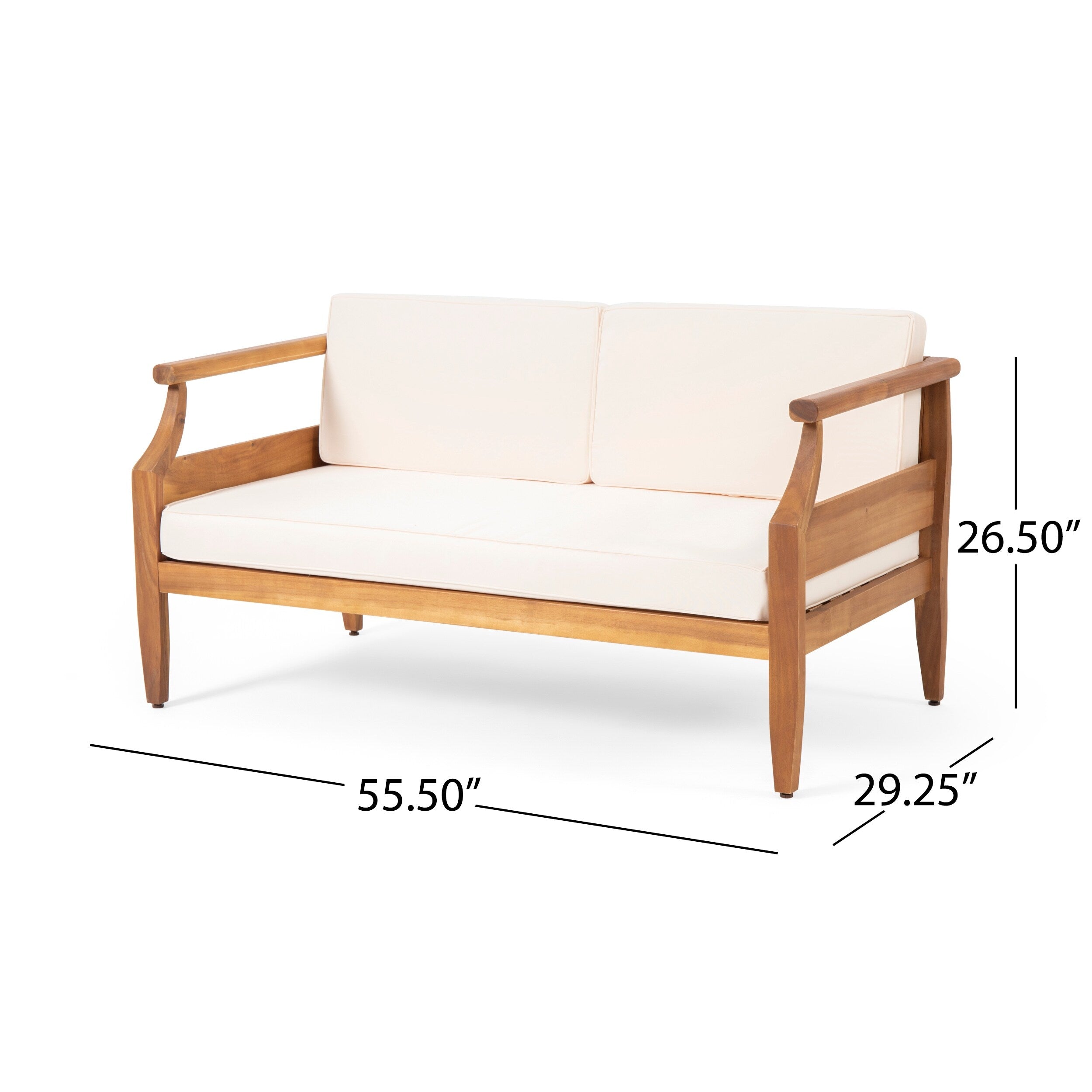 Ensemble de salon de jardin 4 places Aston, style Mid-Century moderne, en acacia, avec coussins, par Christopher Knight Home