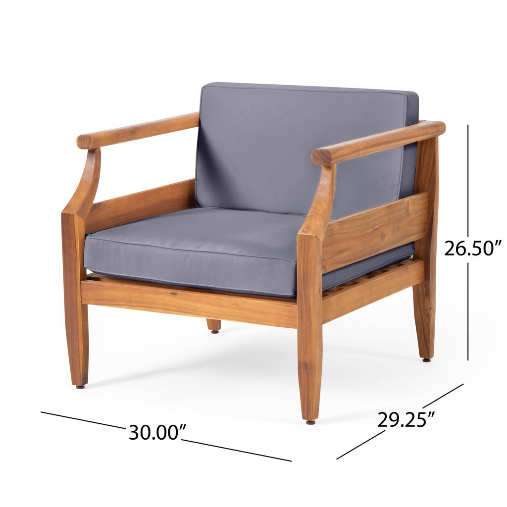 Ensemble de salon de jardin 4 places Aston, style Mid-Century moderne, en acacia, avec coussins, par Christopher Knight Home