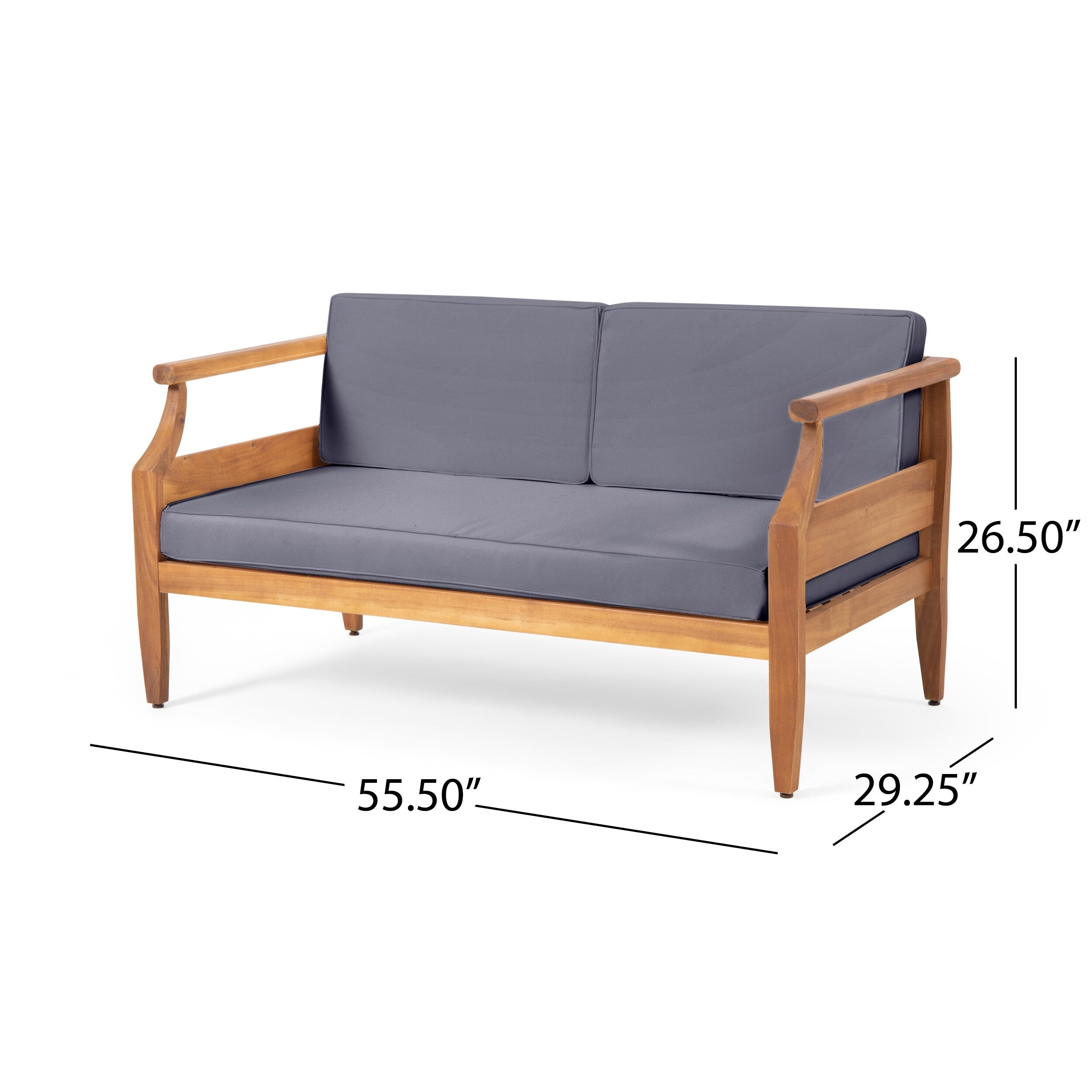 Ensemble de salon de jardin 4 places Aston, style Mid-Century moderne, en acacia, avec coussins, par Christopher Knight Home
