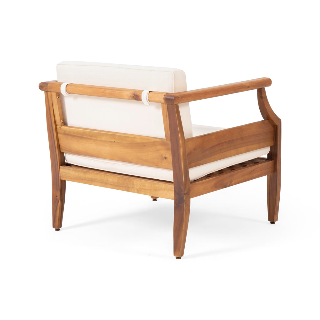 Ensemble de salon de jardin 4 places Aston, style Mid-Century moderne, en acacia, avec coussins, par Christopher Knight Home