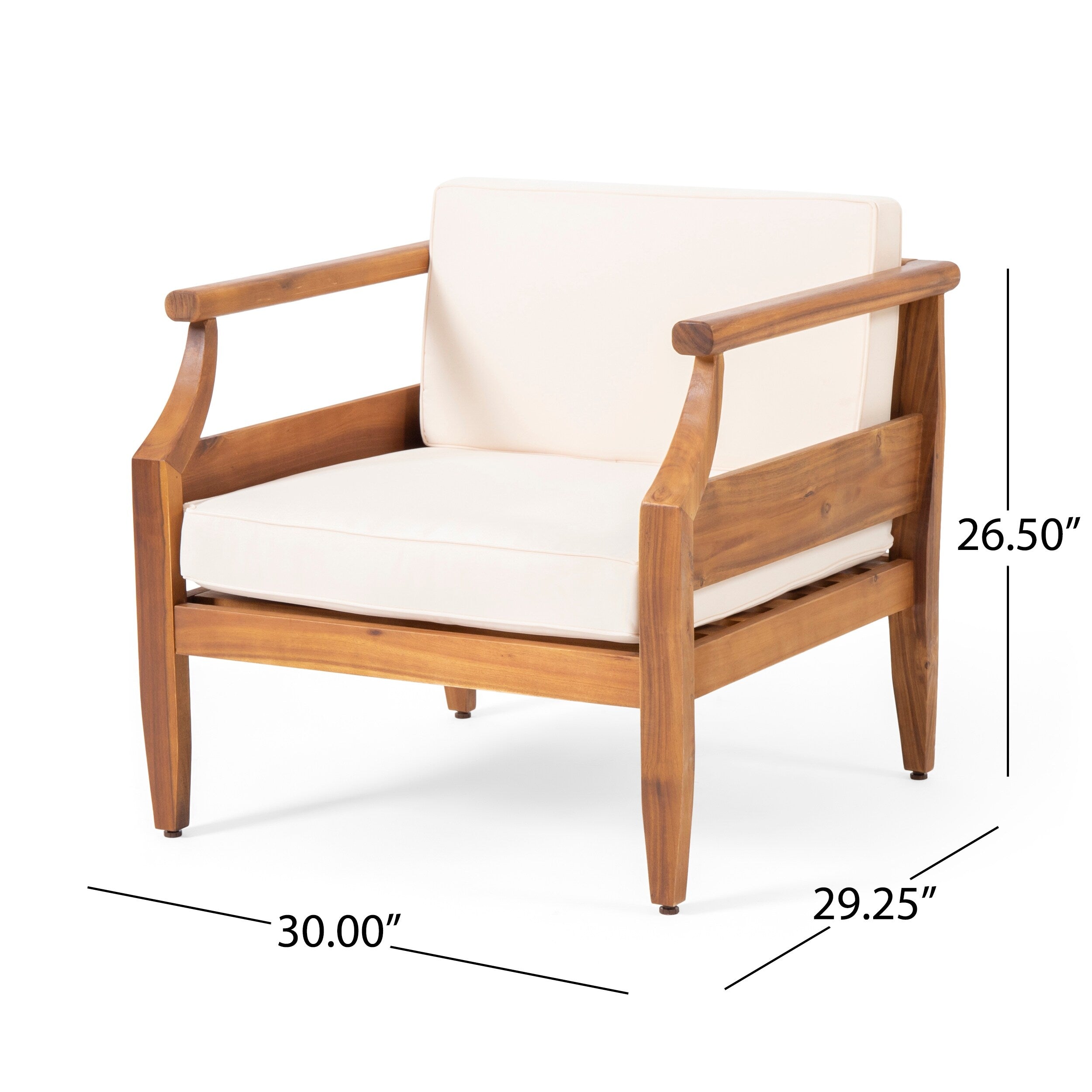 Ensemble de salon de jardin 4 places Aston, style Mid-Century moderne, en acacia, avec coussins, par Christopher Knight Home