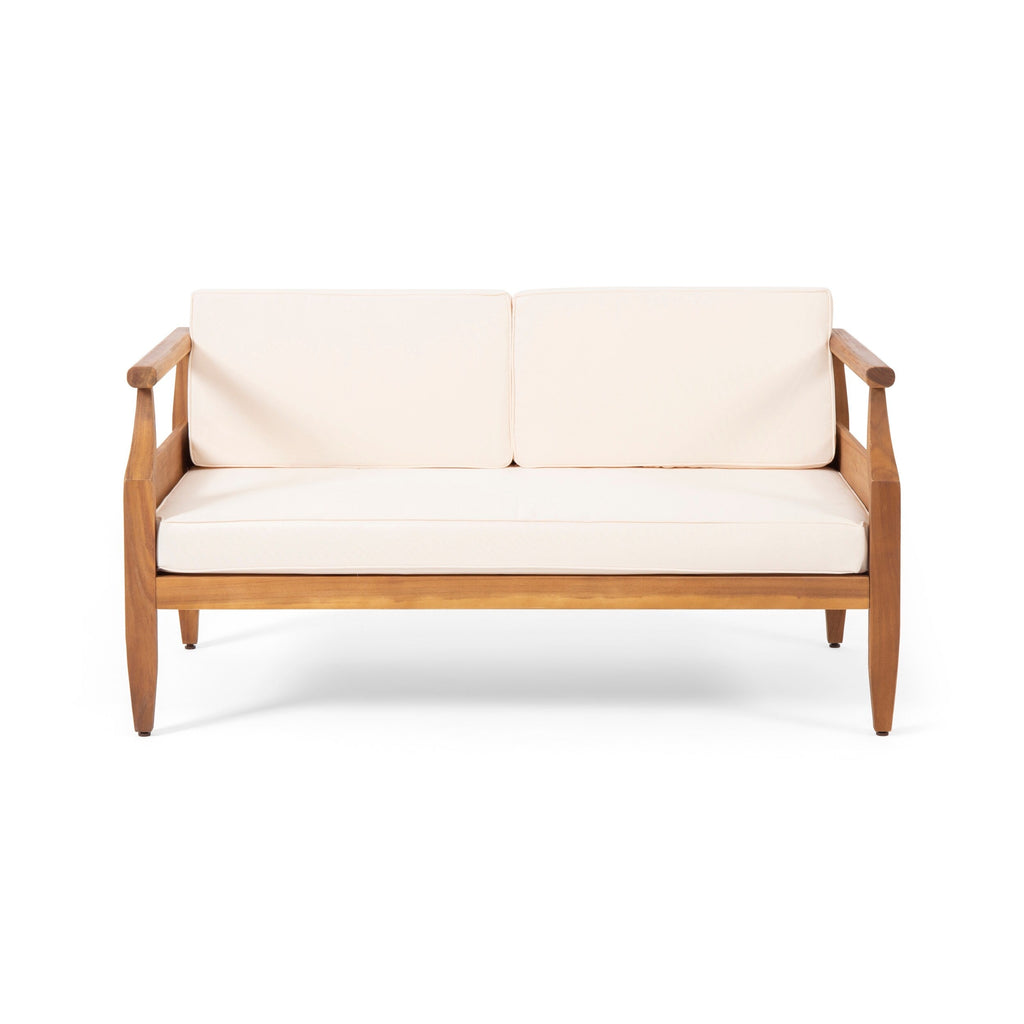 Ensemble de salon de jardin 4 places Aston, style Mid-Century moderne, en acacia, avec coussins, par Christopher Knight Home