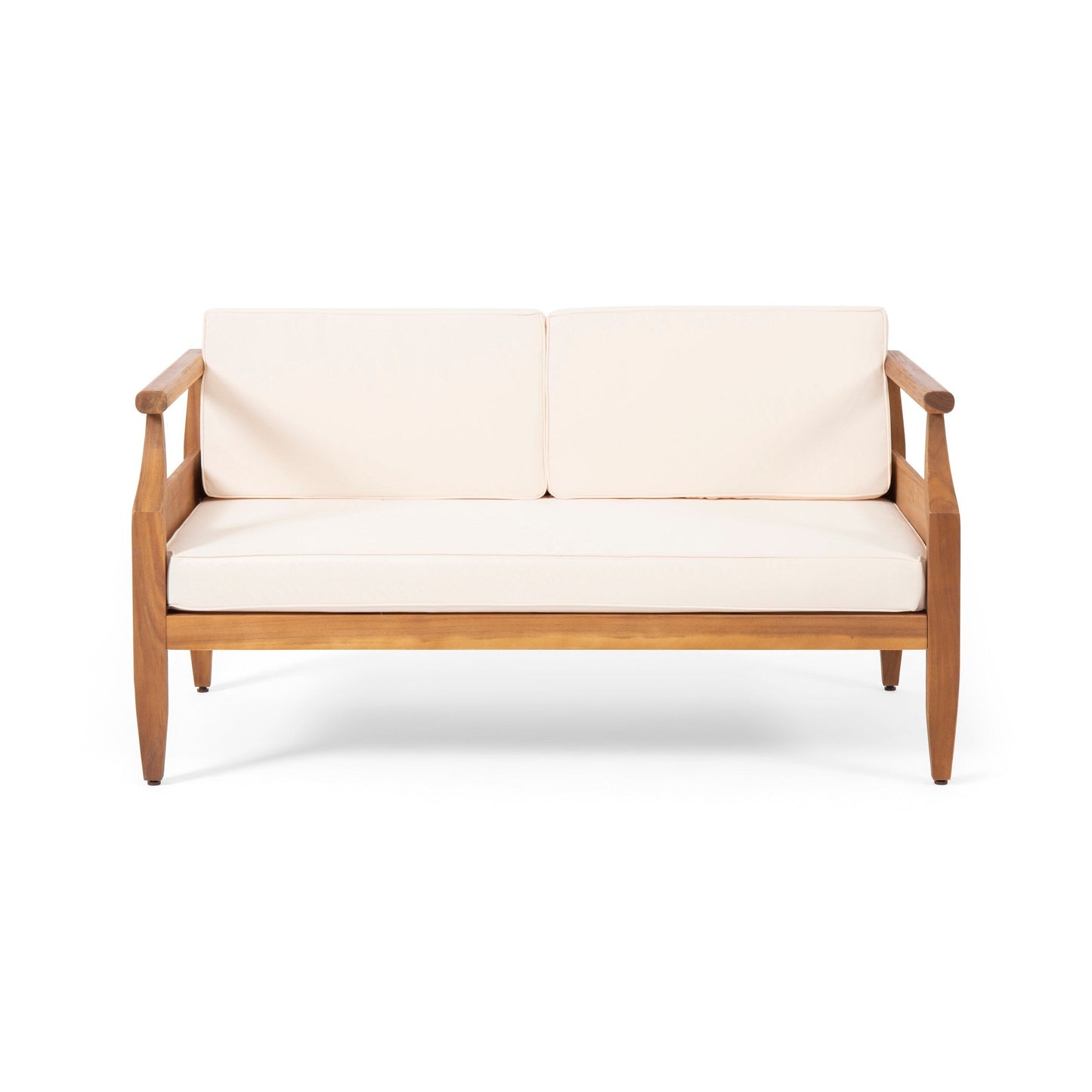 Ensemble de salon de jardin 4 places Aston, style Mid-Century moderne, en acacia, avec coussins, par Christopher Knight Home