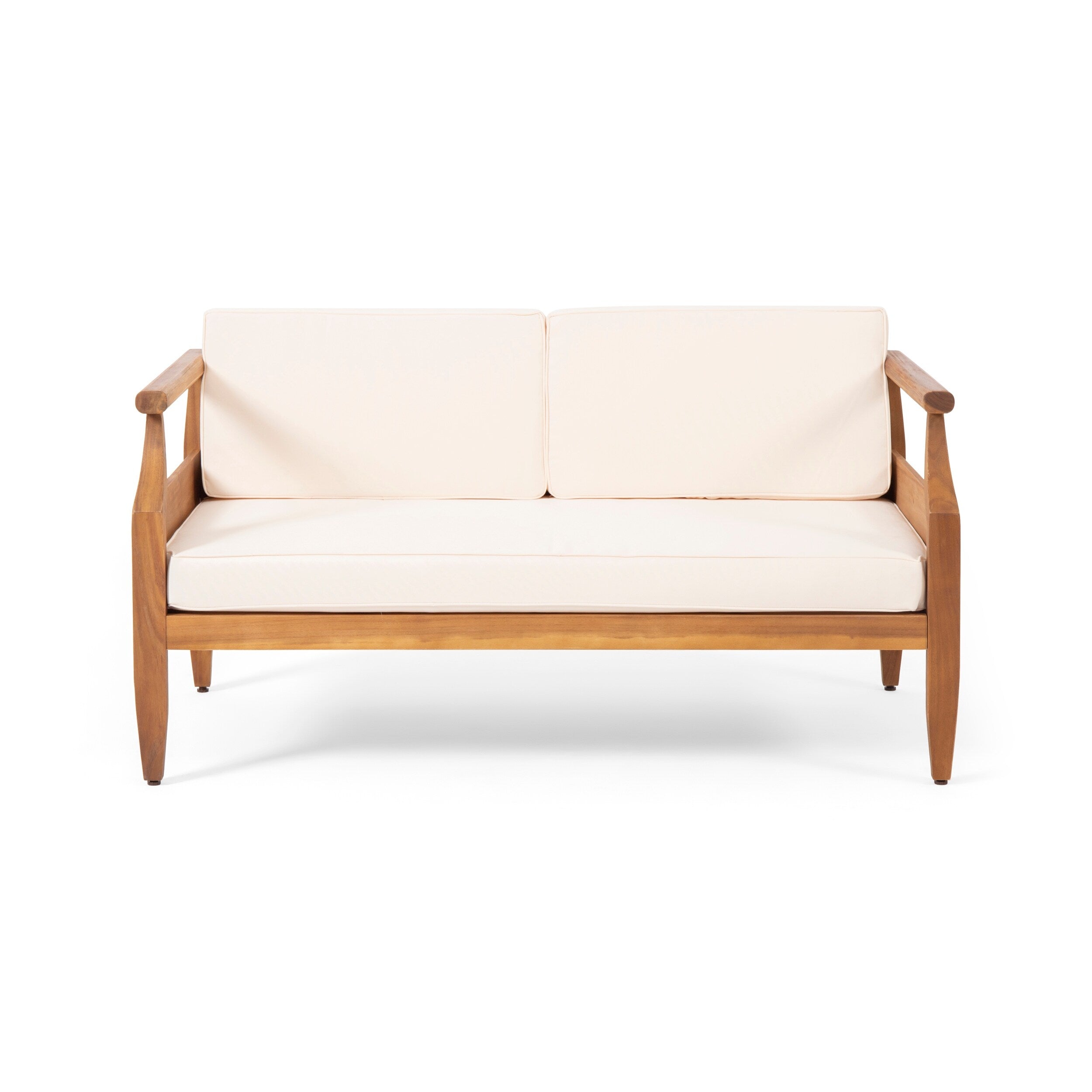 Ensemble de salon de jardin 4 places Aston, style Mid-Century moderne, en acacia, avec coussins, par Christopher Knight Home
