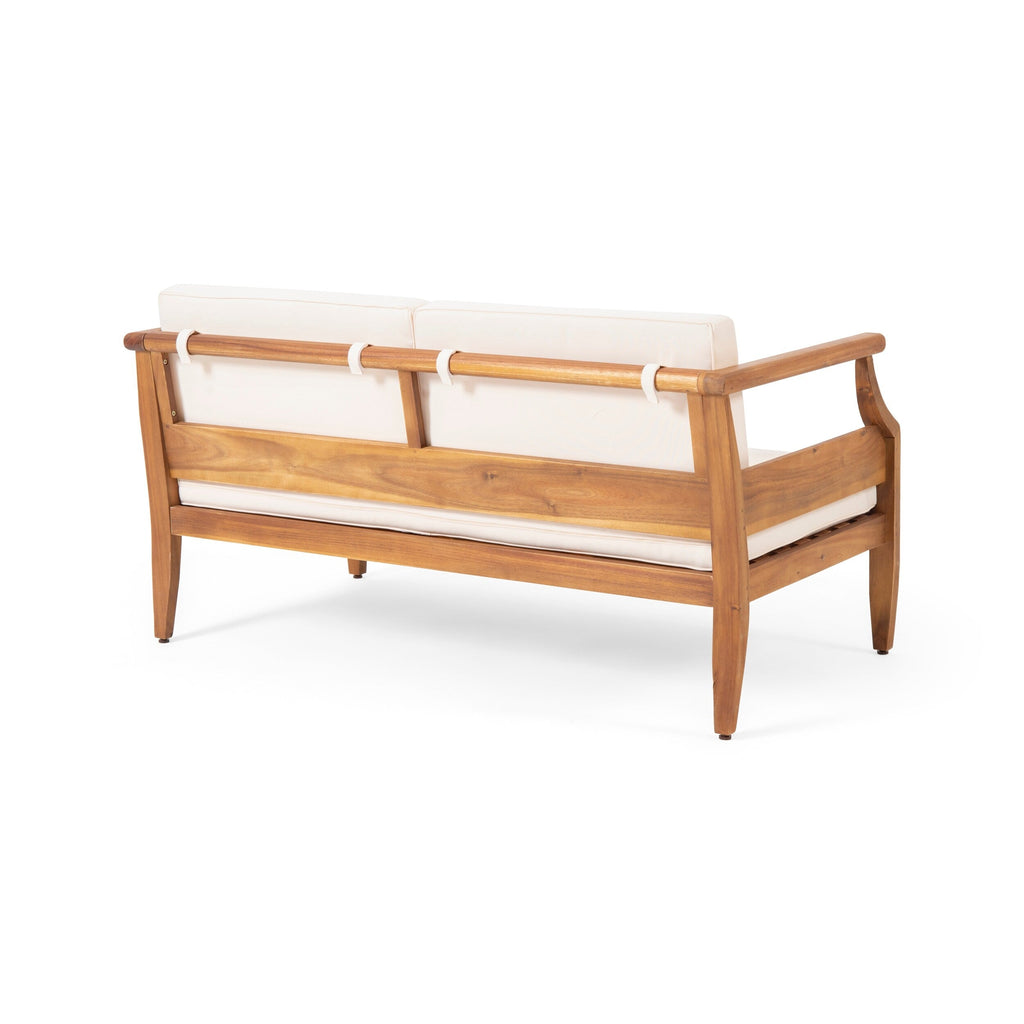 Ensemble de salon de jardin 4 places Aston, style Mid-Century moderne, en acacia, avec coussins, par Christopher Knight Home