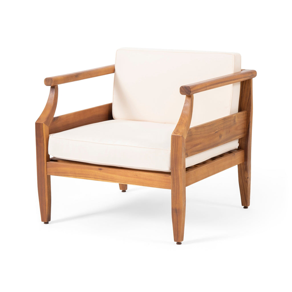 Ensemble de salon de jardin 4 places Aston, style Mid-Century moderne, en acacia, avec coussins, par Christopher Knight Home