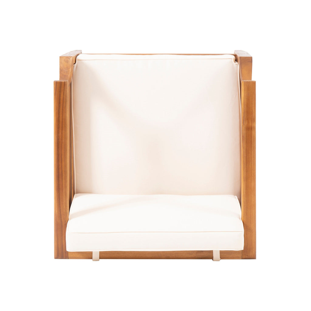 Fauteuils club d'extérieur modernes en acacia avec coussins Aston (lot de 2) par Christopher Knight Home