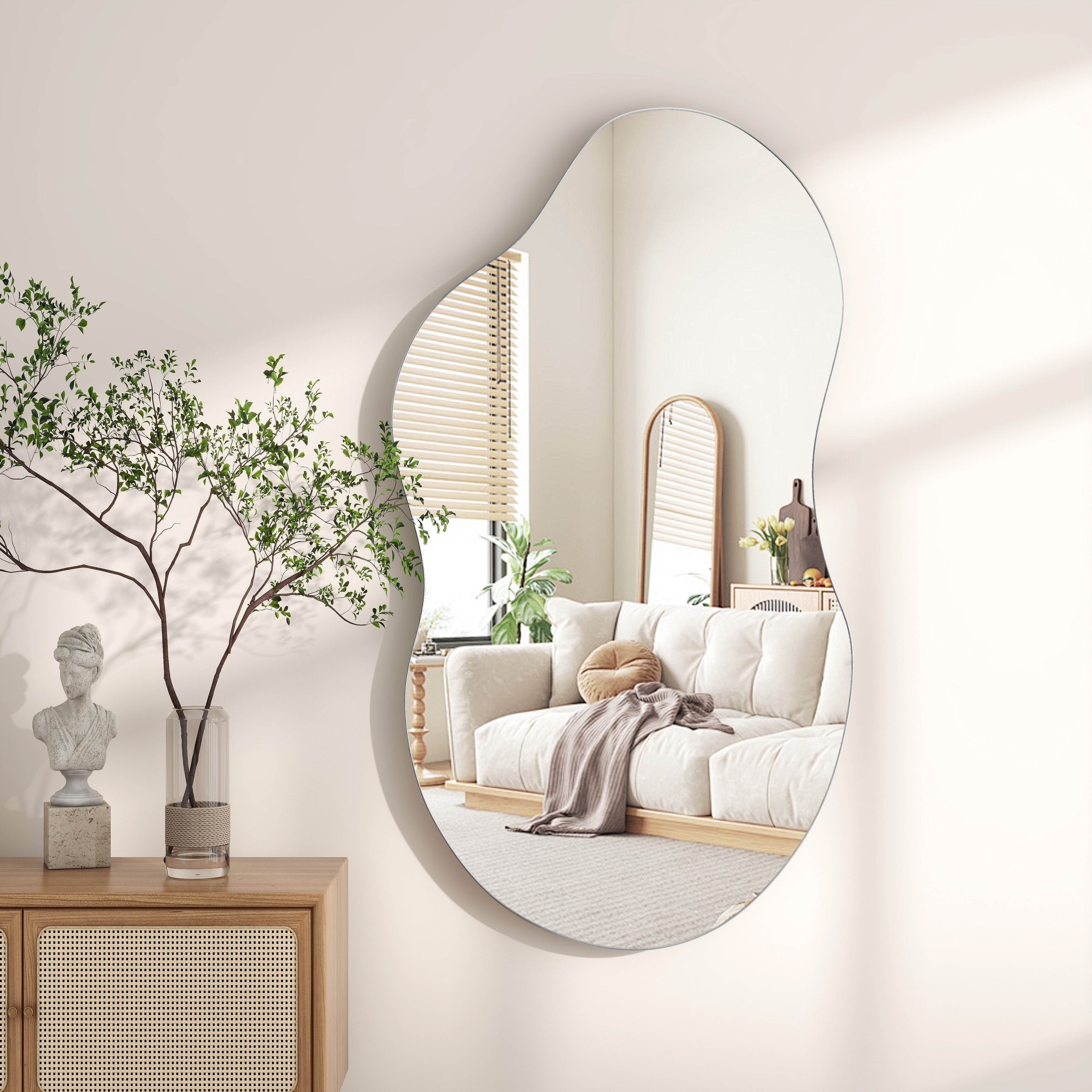 Miroir mural asymétrique ondulé antique