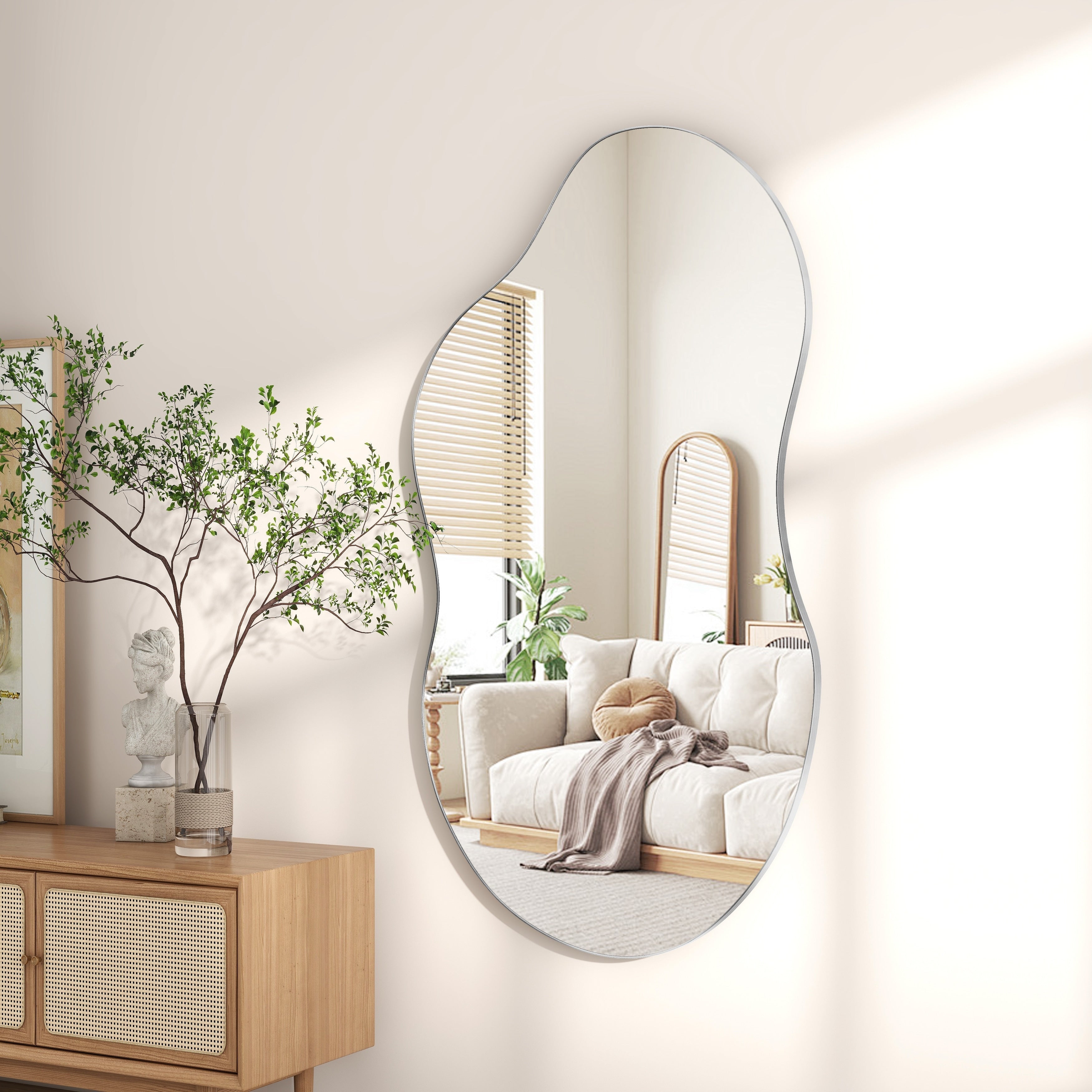Miroir mural asymétrique ondulé antique