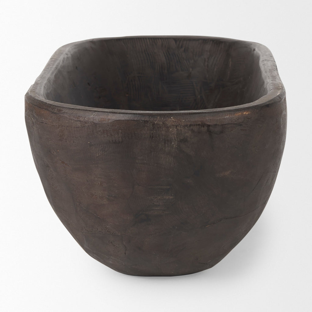 Bol rectangulaire extra large Athena en bois recyclé noir-brun - 26,0 L x 10,0 l x 7,0 H