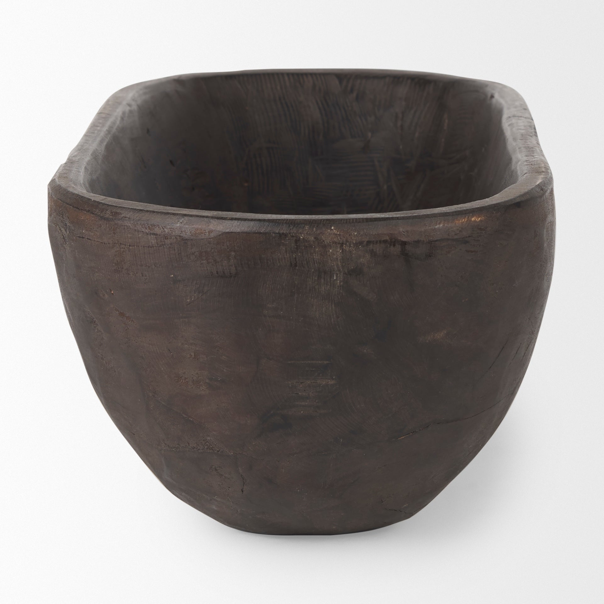 Bol rectangulaire extra large Athena en bois recyclé noir-brun - 26,0 L x 10,0 l x 7,0 H