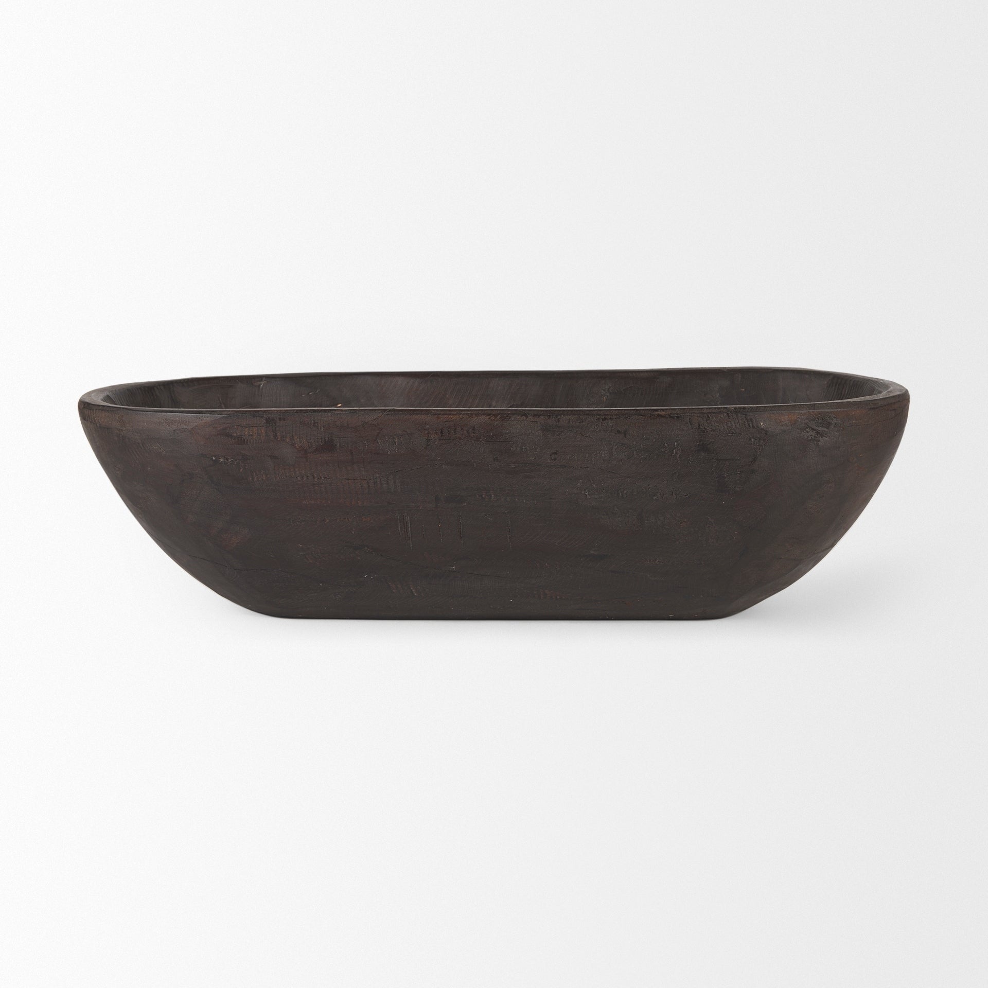 Bol rectangulaire extra large Athena en bois recyclé noir-brun - 26,0 L x 10,0 l x 7,0 H