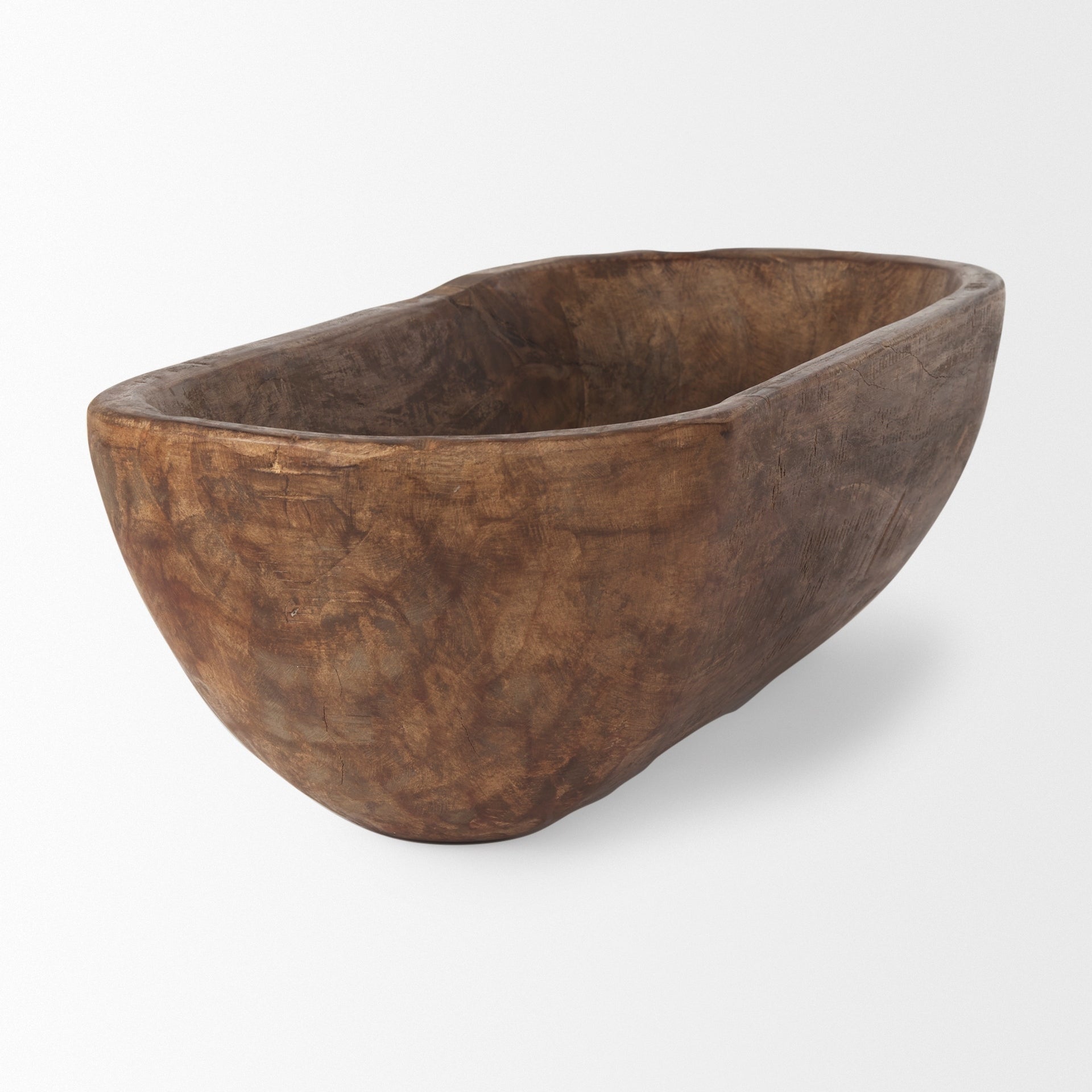 Bol rectangulaire extra large Athena en bois recyclé noir-brun - 26,0 L x 10,0 l x 7,0 H