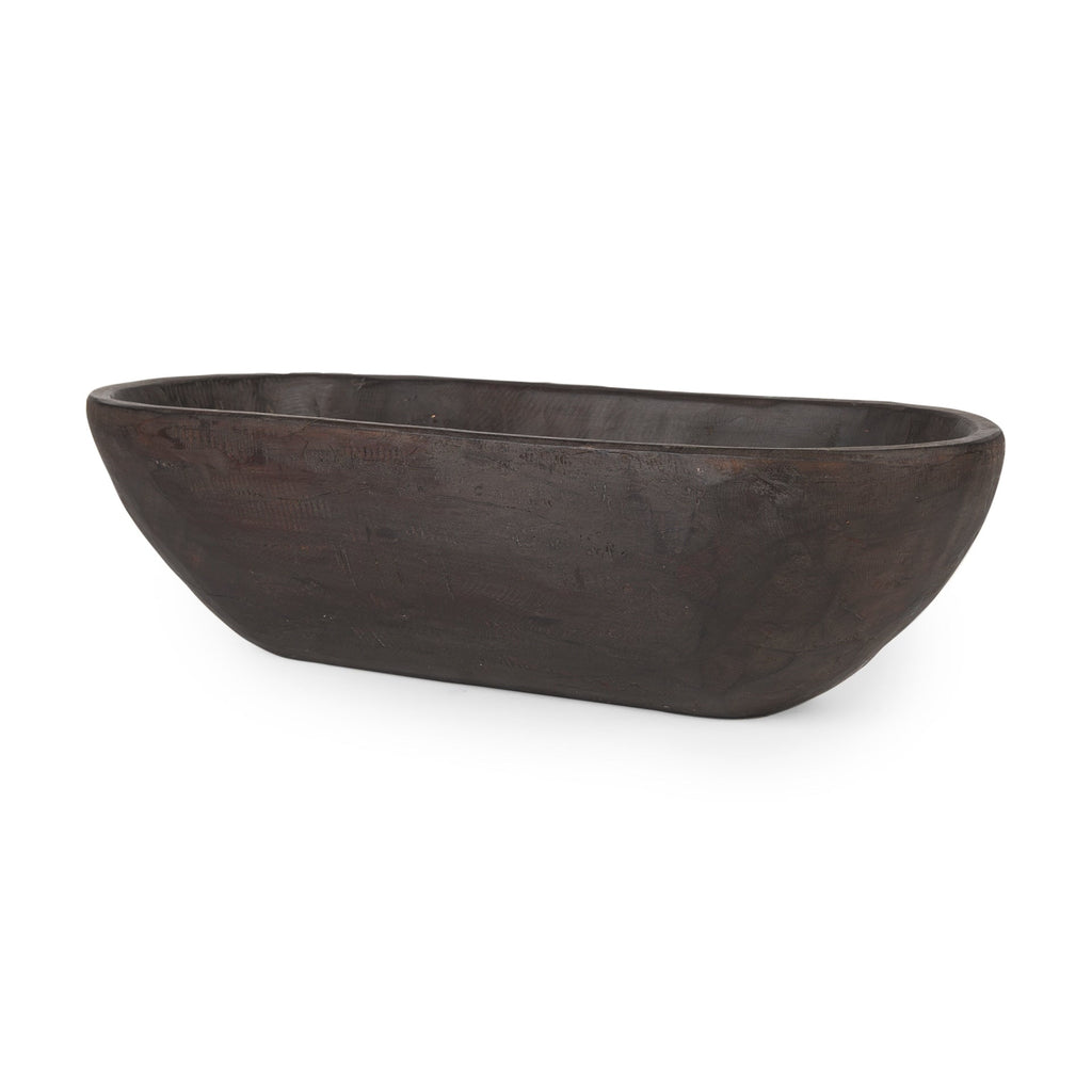 Bol rectangulaire extra large Athena en bois recyclé noir-brun - 26,0 L x 10,0 l x 7,0 H