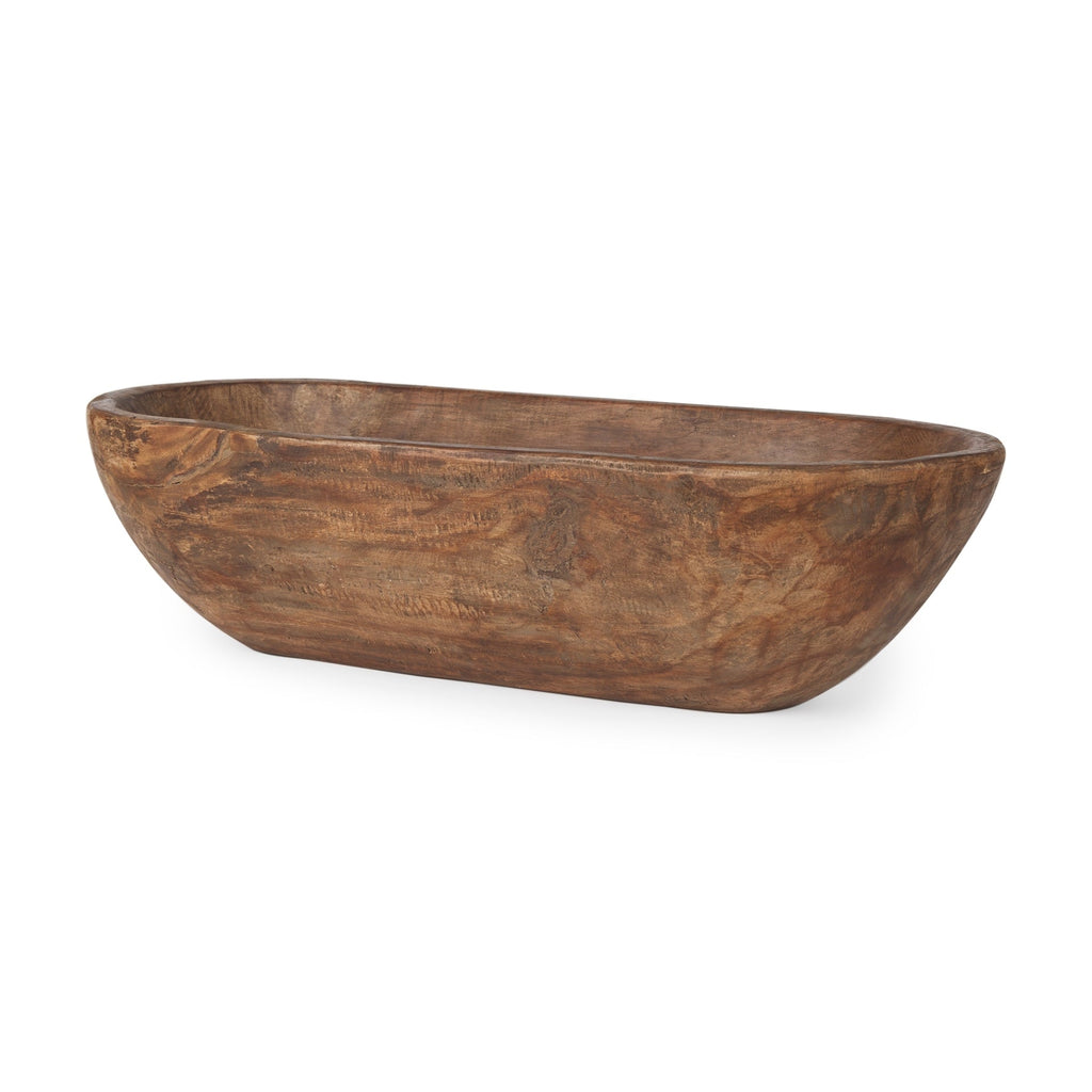 Bol rectangulaire extra large Athena en bois recyclé noir-brun - 26,0 L x 10,0 l x 7,0 H