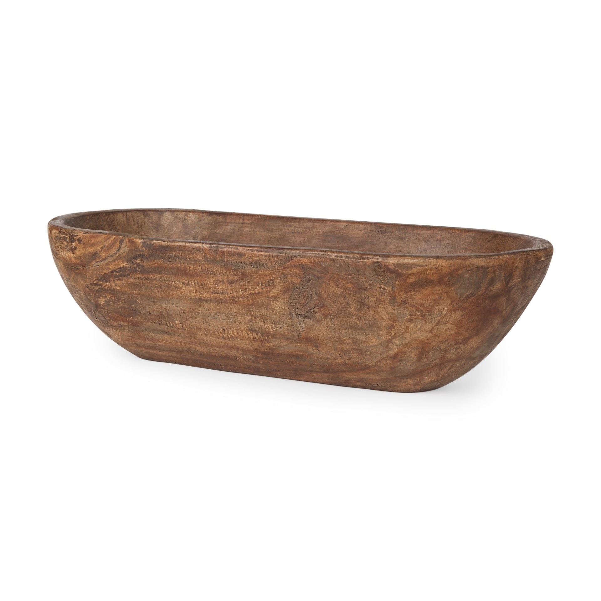Bol rectangulaire extra large Athena en bois recyclé noir-brun - 26,0 L x 10,0 l x 7,0 H