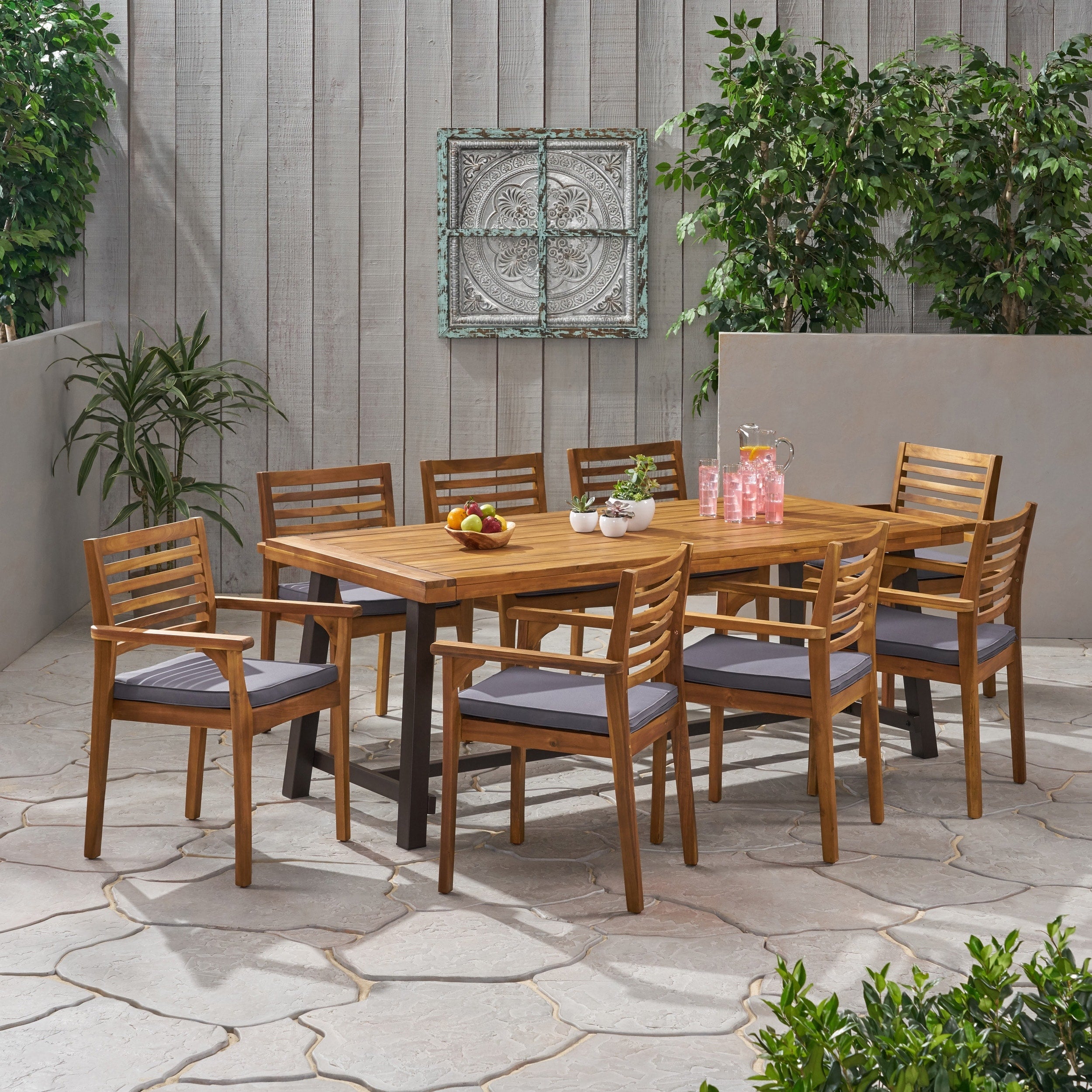 Ensemble de salle à manger d'extérieur Atlantic 8 places en bois d'acacia par Christopher Knight Home