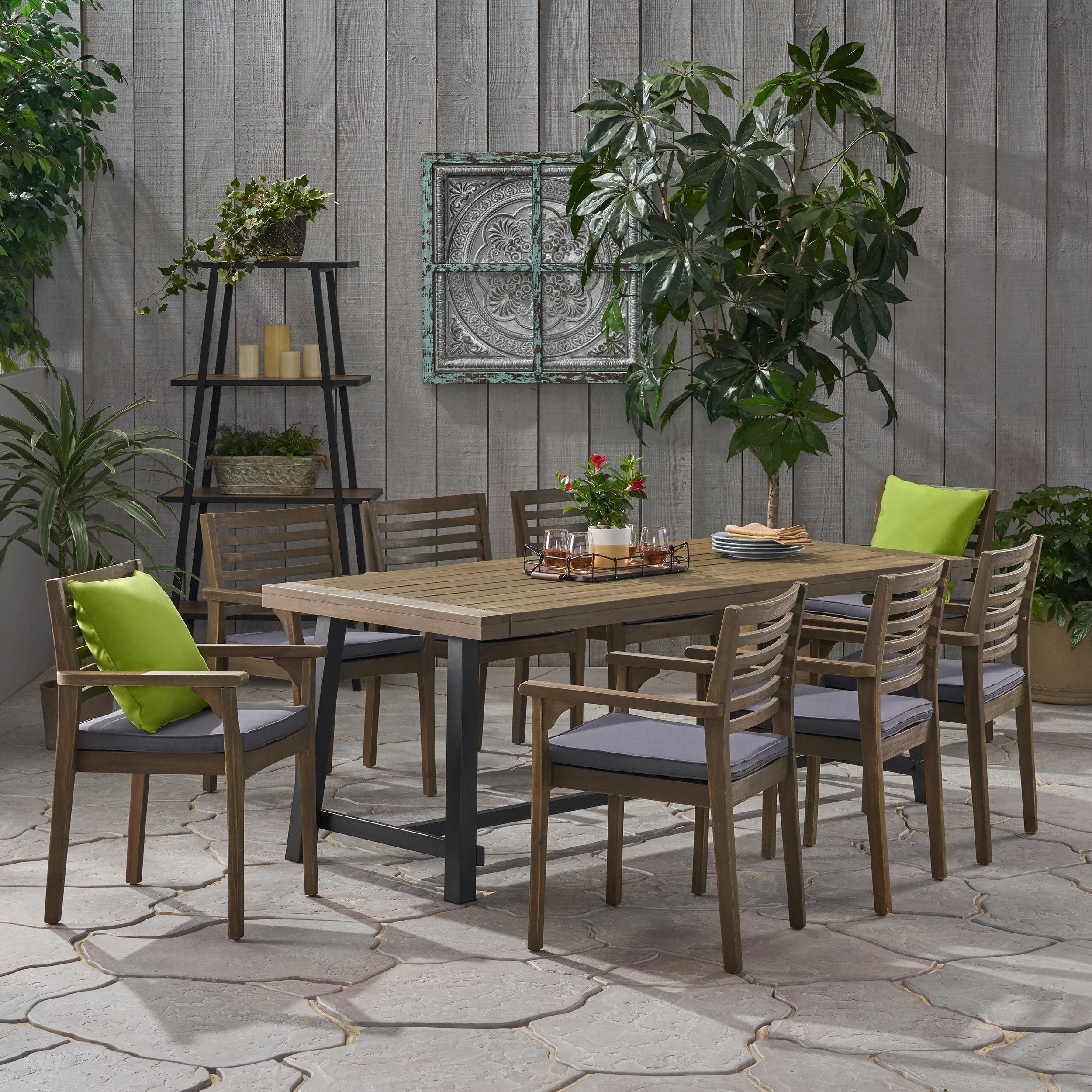Ensemble de salle à manger d'extérieur Atlantic 8 places en bois d'acacia par Christopher Knight Home