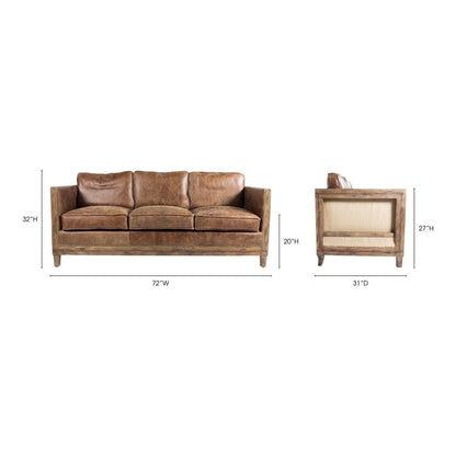 Canapé vintage en cuir marron Dina d'Aurelle Home