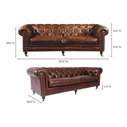 Canapé Chesterfield en cuir pleine fleur Aurelle Home Premier