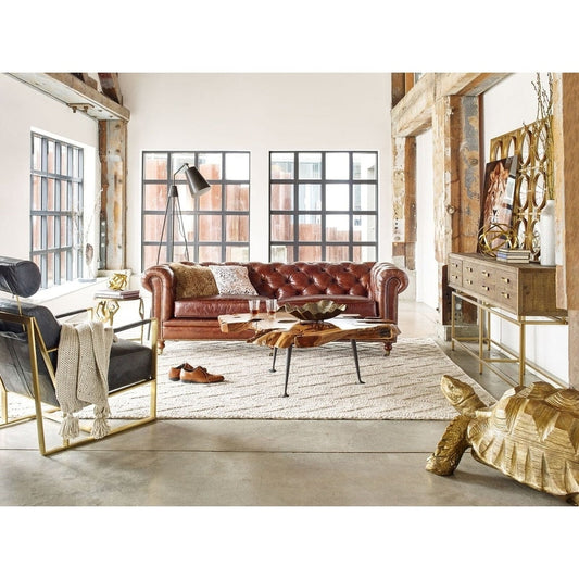 Canapé Chesterfield en cuir pleine fleur Aurelle Home Premier