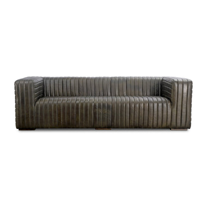 Canapé moderne en cuir à coutures en U d'Aurelle Home Caolo