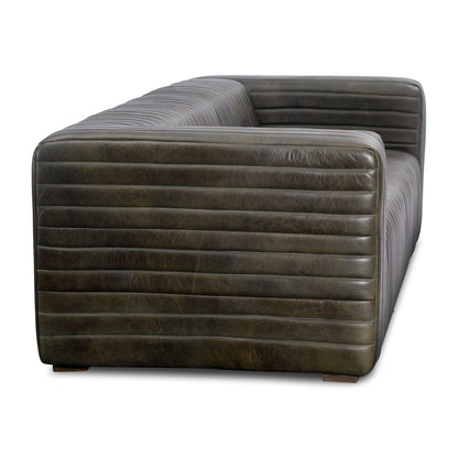 Canapé moderne en cuir à coutures en U d'Aurelle Home Caolo