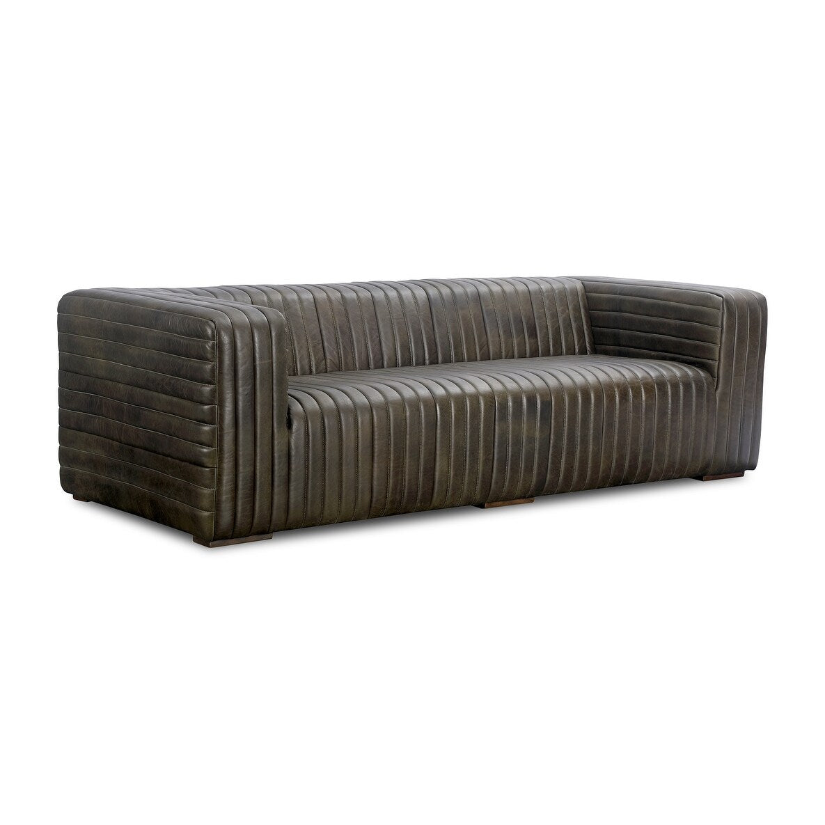 Canapé moderne en cuir à coutures en U d'Aurelle Home Caolo