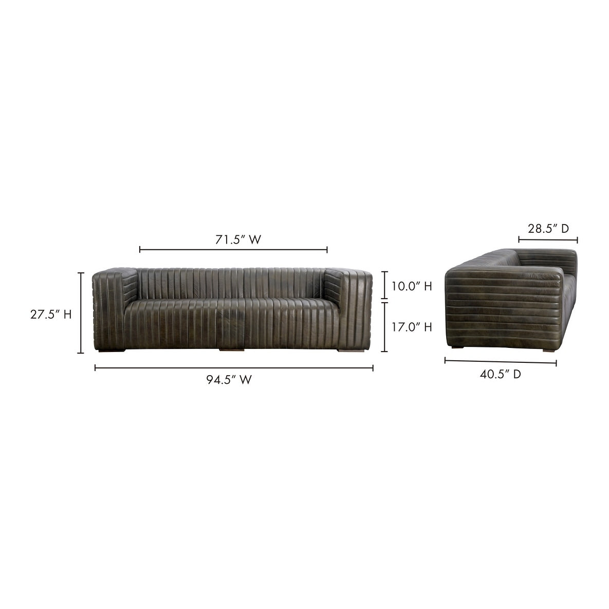 Canapé moderne en cuir à coutures en U d'Aurelle Home Caolo