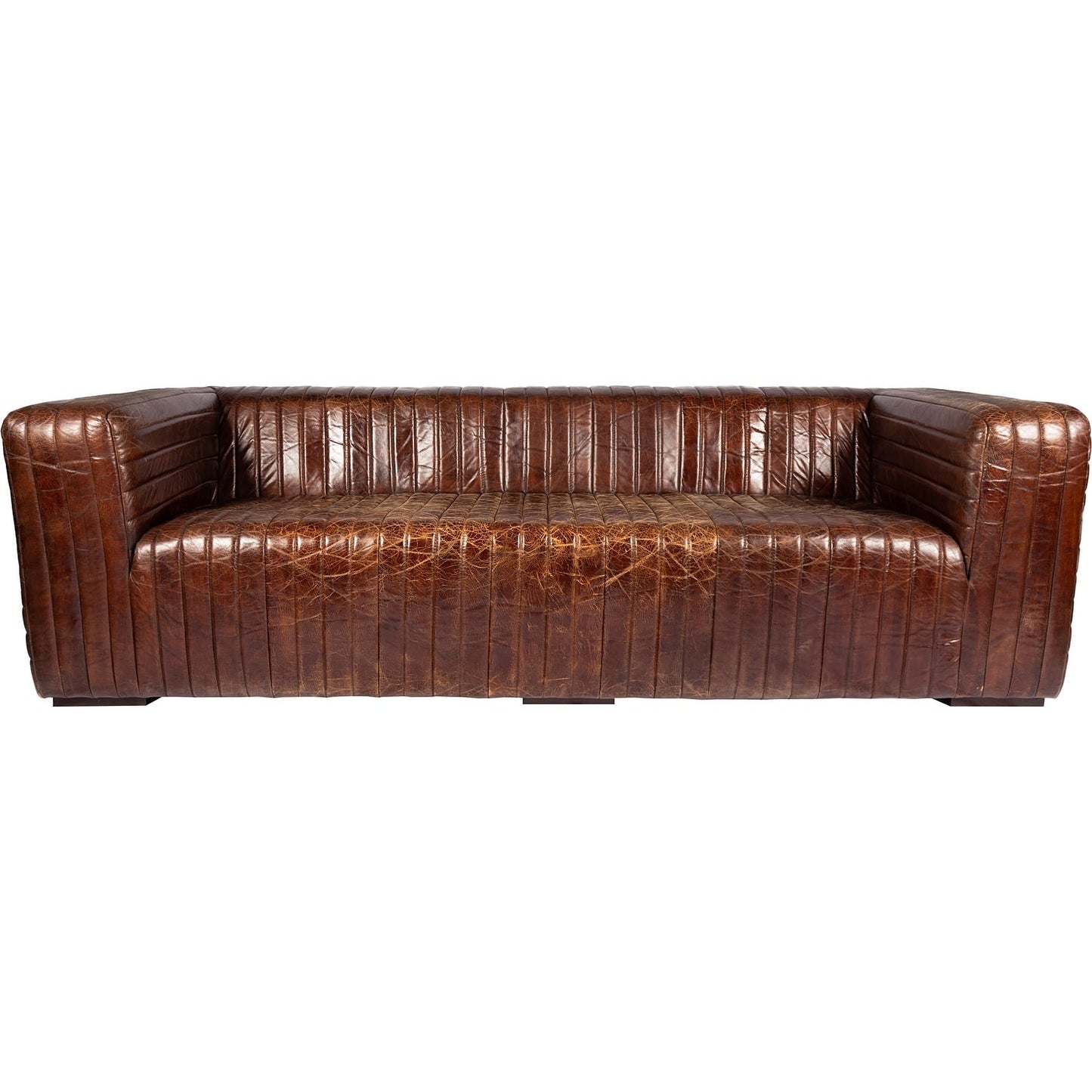 Canapé moderne en cuir à coutures en U d'Aurelle Home Caolo