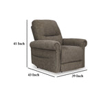 Fauteuil inclinable releveur électrique Auro, massage thermique, polyester marron taupe
