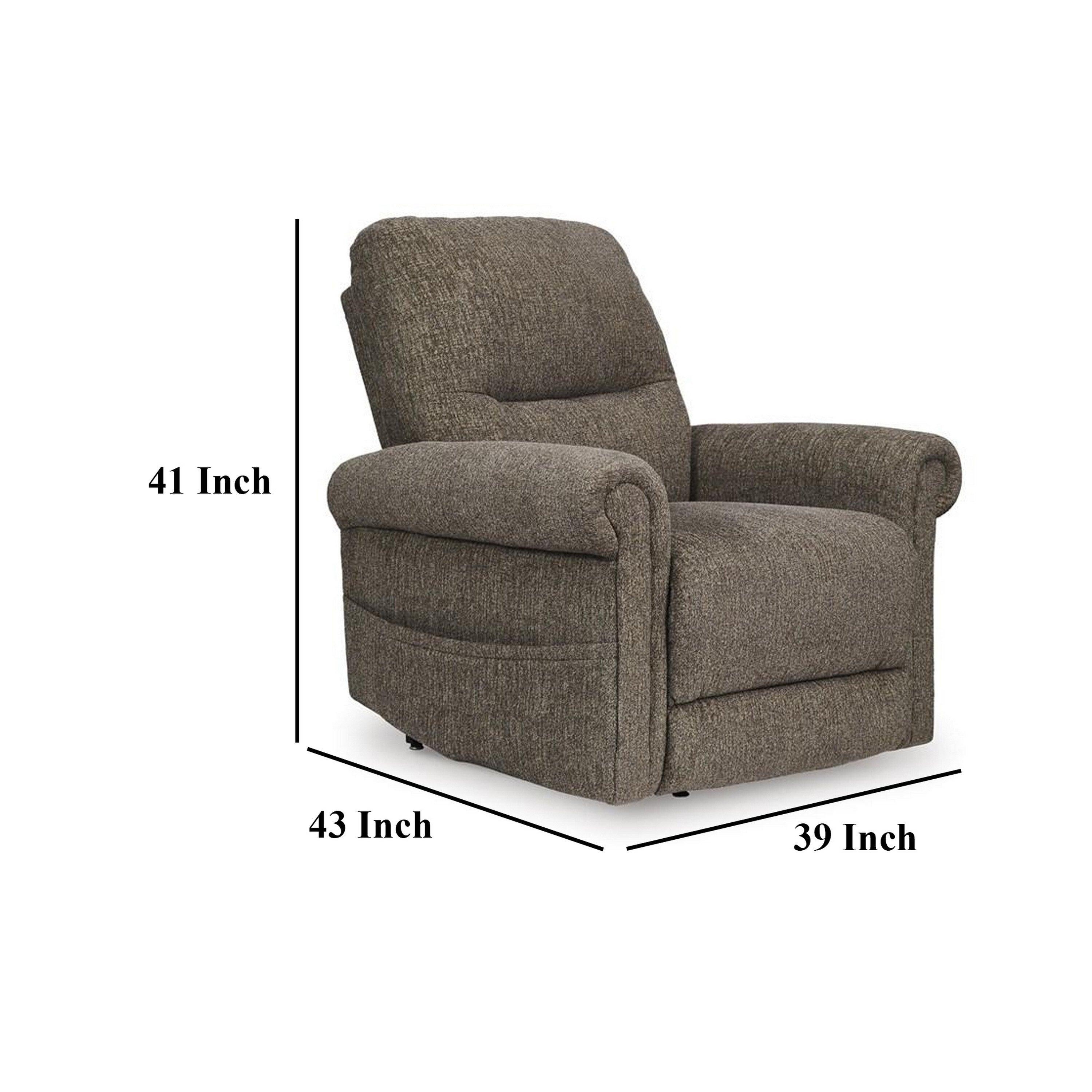 Fauteuil inclinable releveur électrique Auro, massage thermique, polyester marron taupe