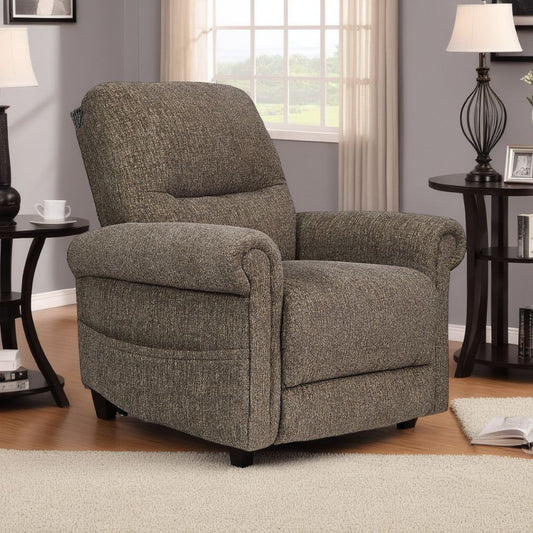 Fauteuil inclinable releveur électrique Auro, massage thermique, polyester marron taupe