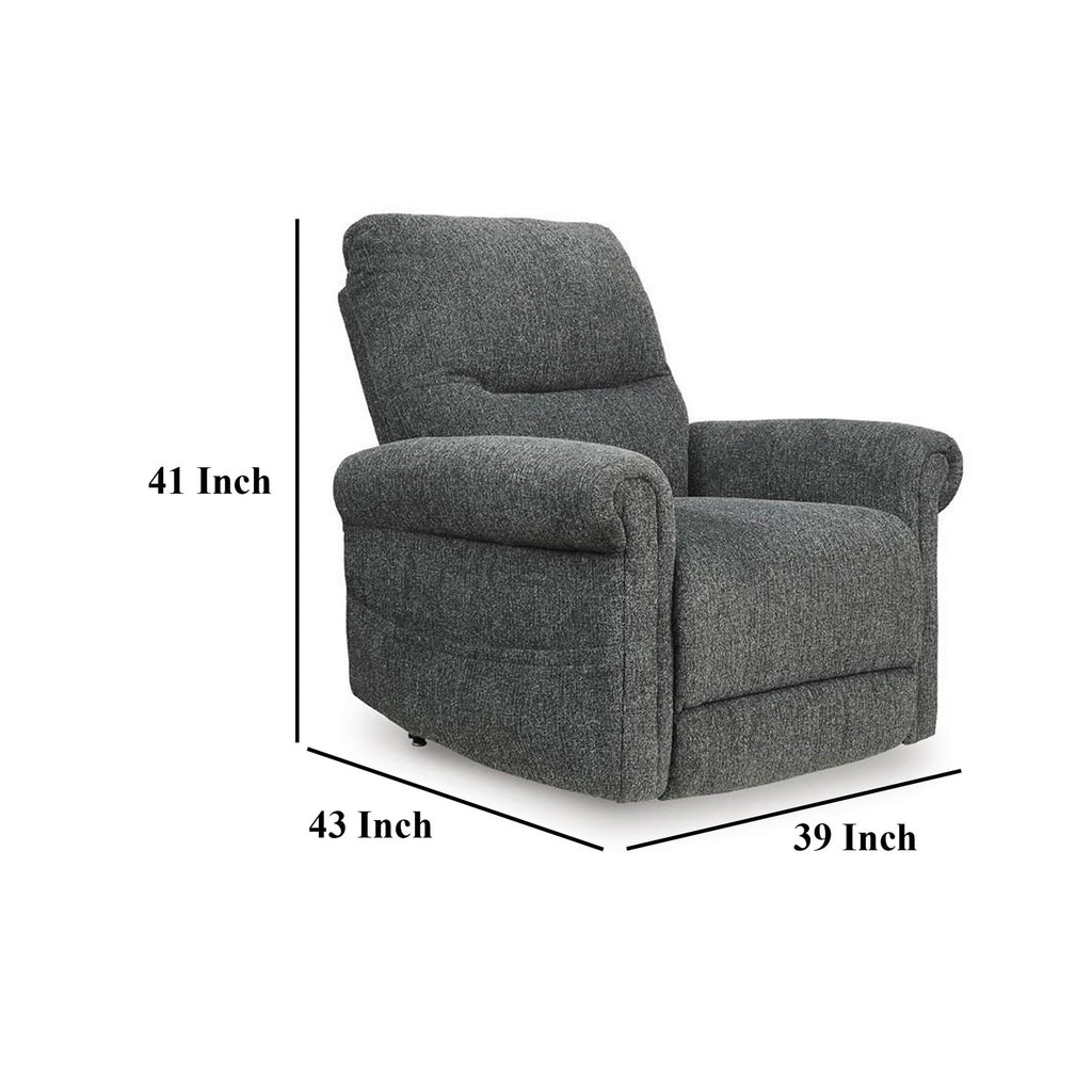 Fauteuil inclinable électrique Auro, chauffant et massant, 99 cm, polyester gris