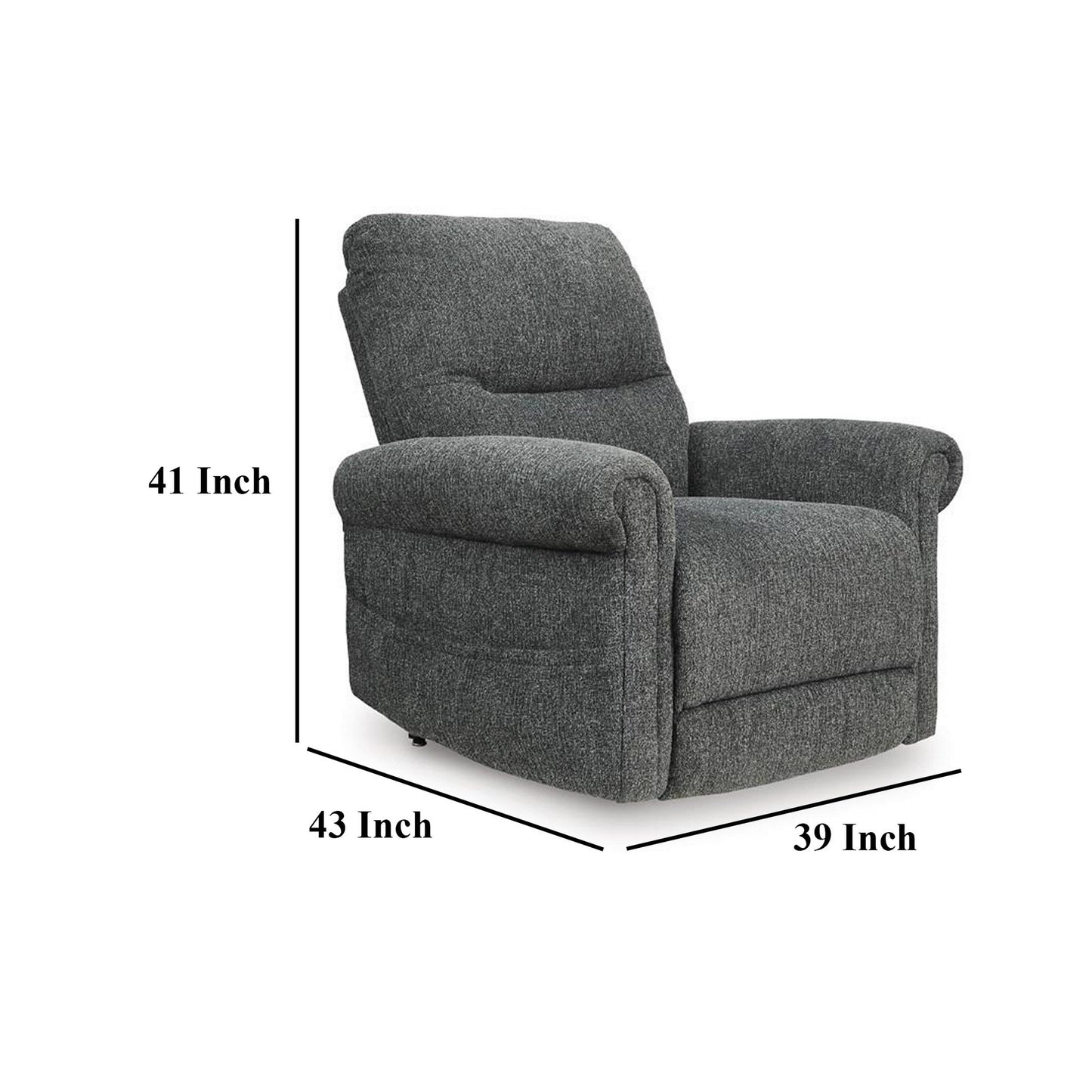 Fauteuil inclinable électrique Auro, chauffant et massant, 99 cm, polyester gris