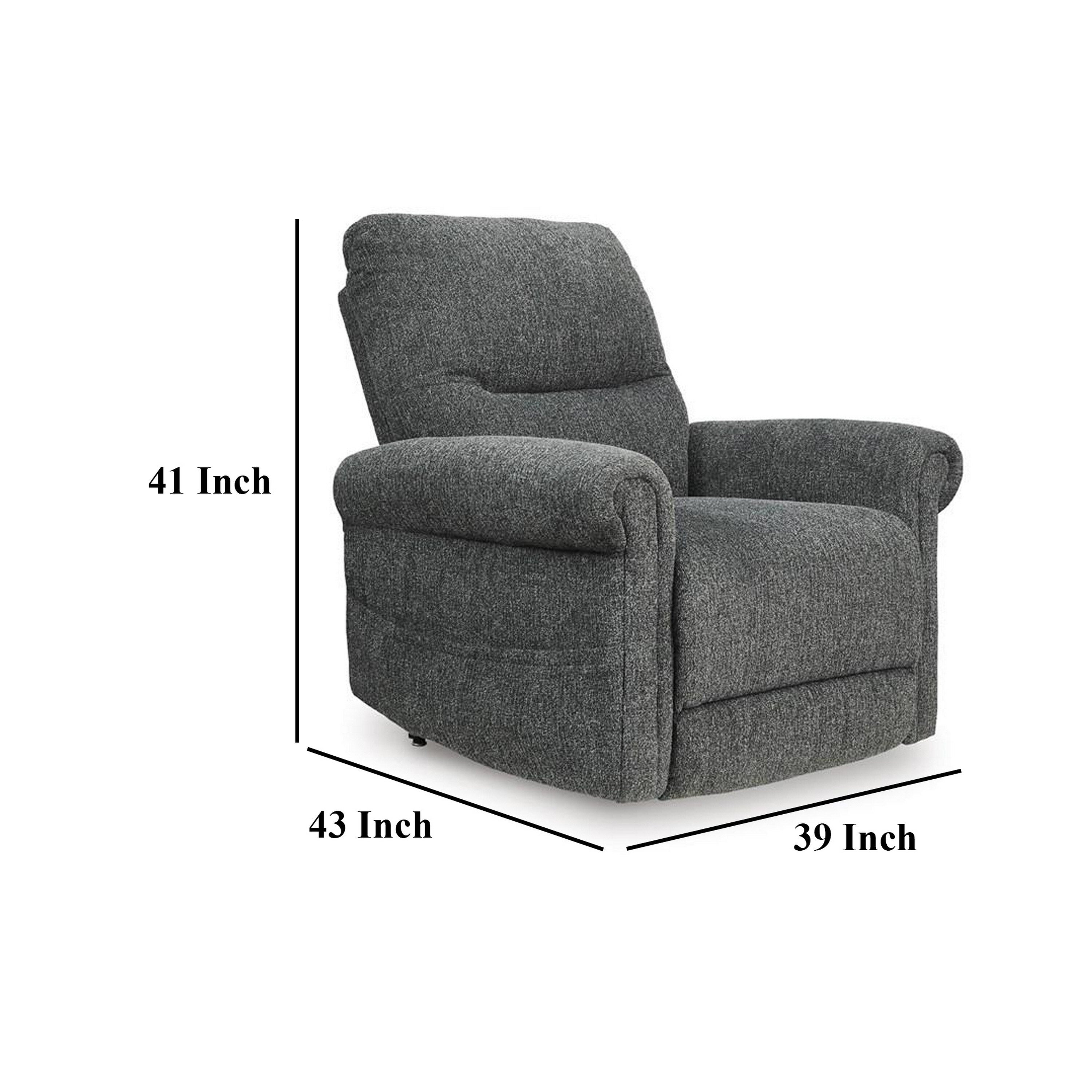 Fauteuil inclinable électrique Auro, chauffant et massant, 99 cm, polyester gris