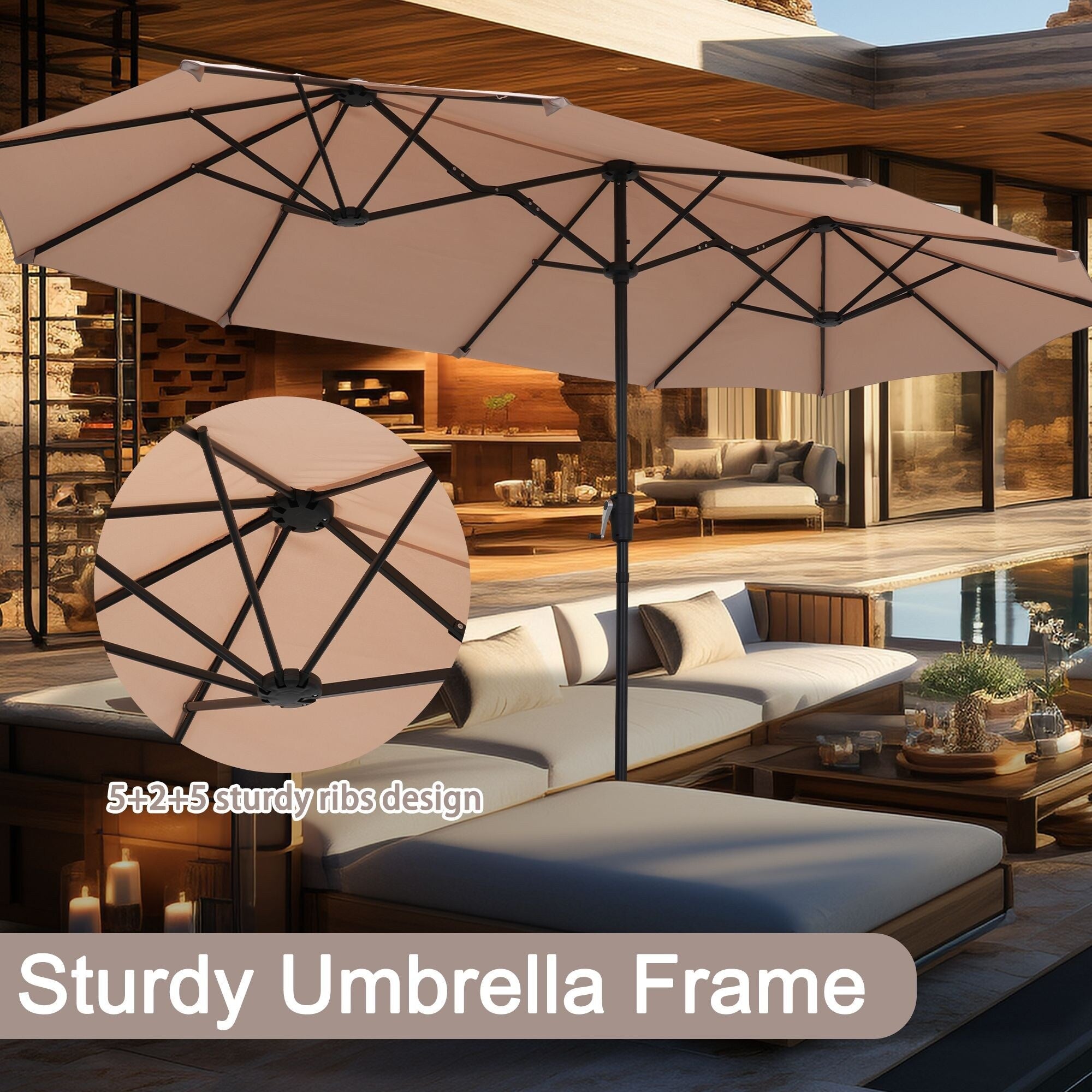 Autlaycil 13Ft Retangle Patio Umbrella Extra-Large Outdoor Umbrella No Base