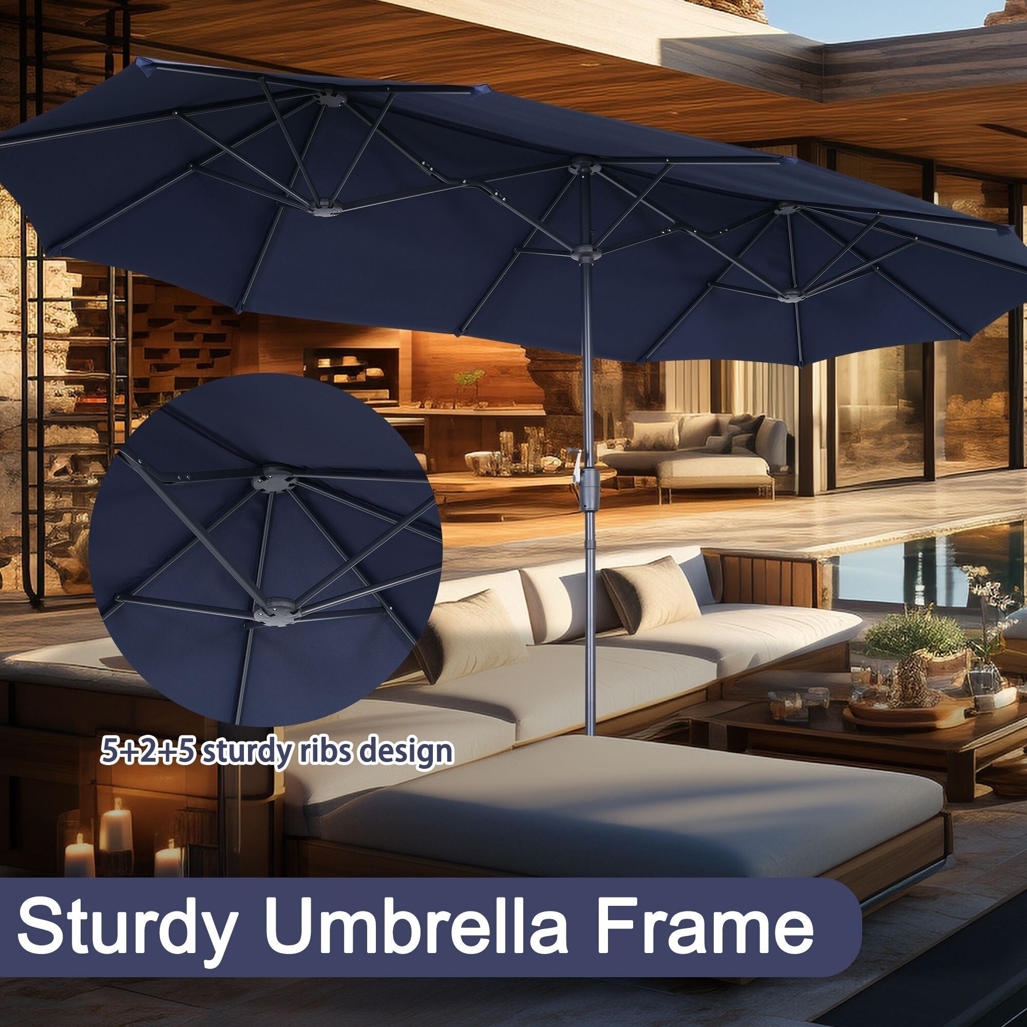 Autlaycil 13Ft Retangle Patio Umbrella Extra-Large Outdoor Umbrella No Base