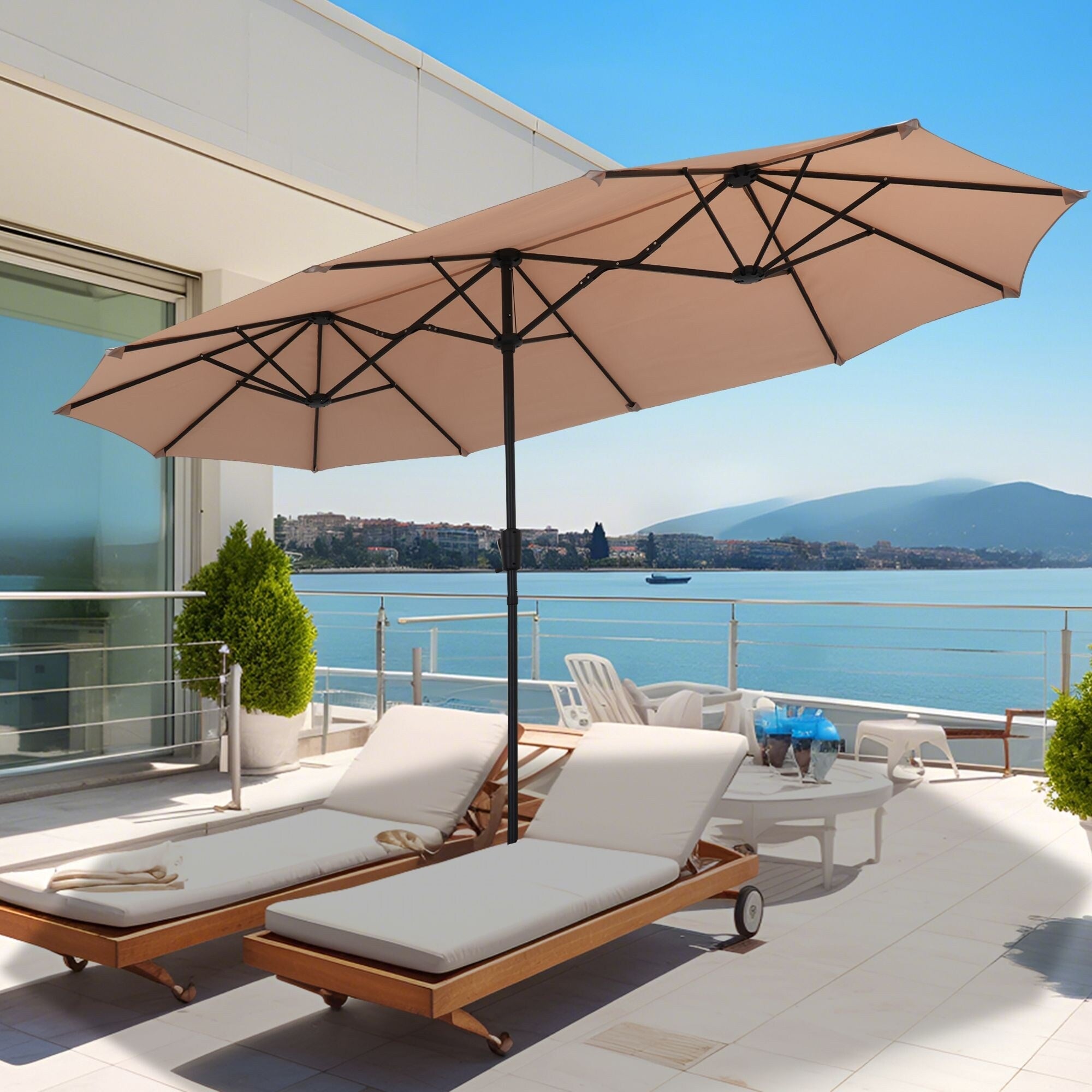Parasol de patio rectangulaire Autlaycil de 13 pieds, très grand parasol d'extérieur sans base