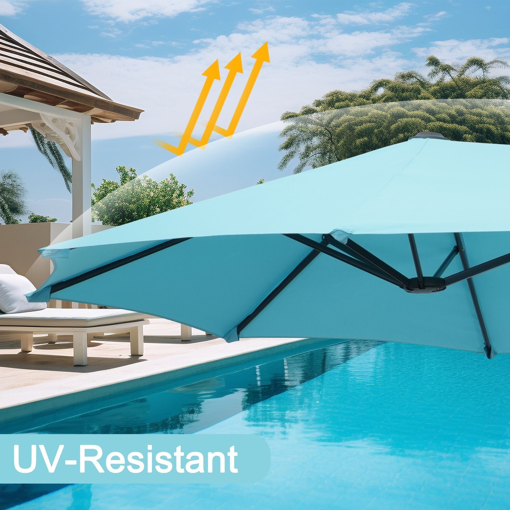 Parasol de patio rectangulaire Autlaycil de 13 pieds, très grand parasol d'extérieur sans base
