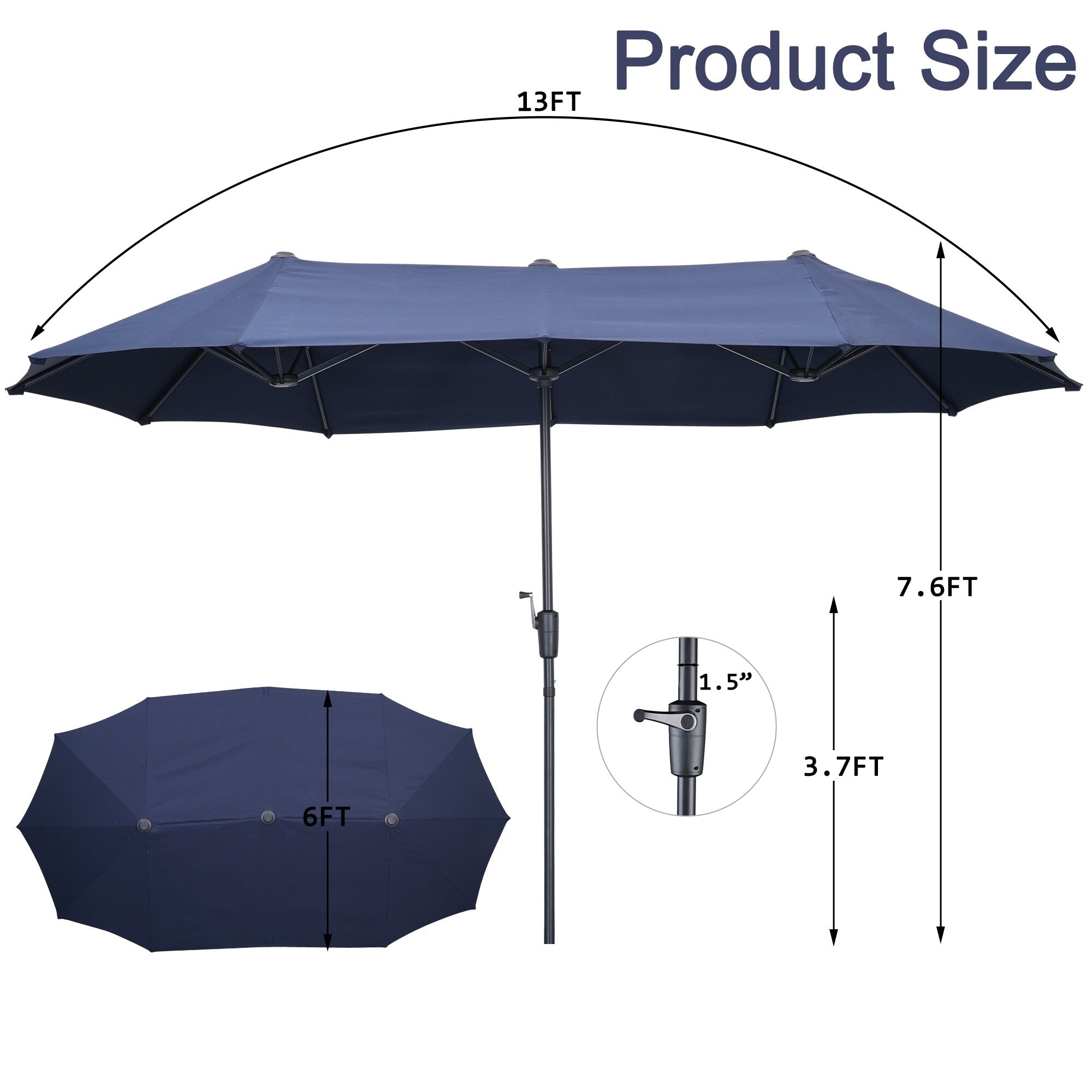 Autlaycil 13Ft Retangle Patio Umbrella Extra-Large Outdoor Umbrella No Base