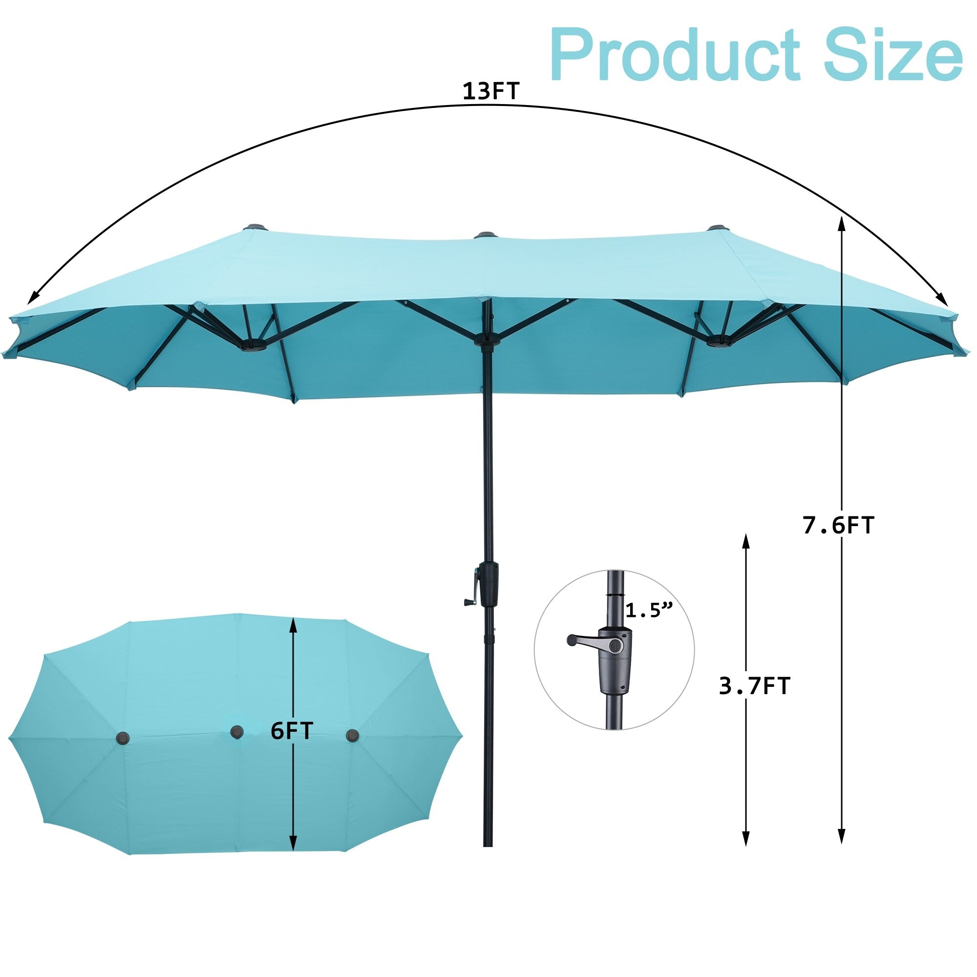 Autlaycil 13Ft Retangle Patio Umbrella Extra-Large Outdoor Umbrella No Base
