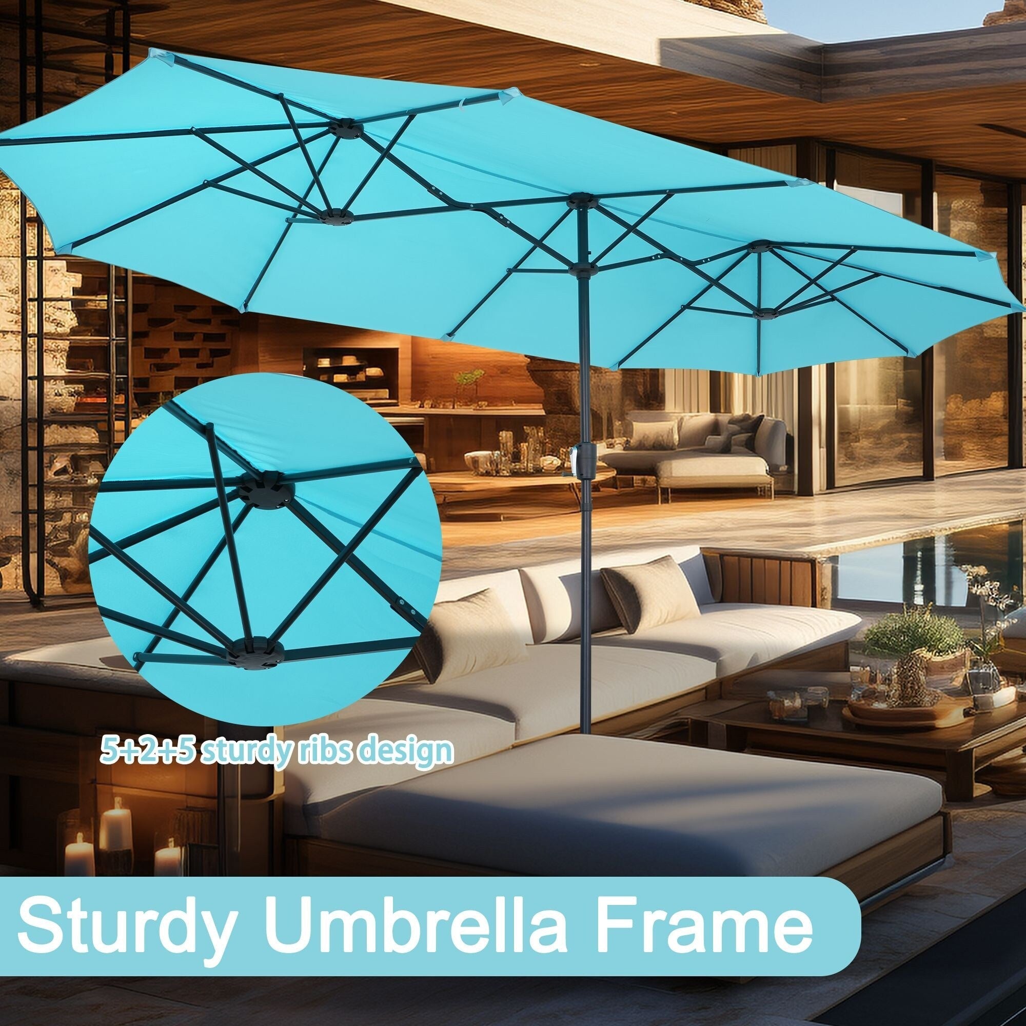 Autlaycil 13Ft Retangle Patio Umbrella Extra-Large Outdoor Umbrella No Base